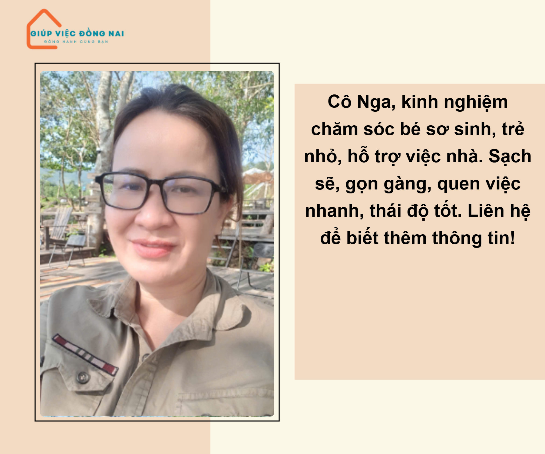 Chị Nguyễn Thị Thanh Nga, sinh năm 1983, quê Đà Nẵng cần tìm việc