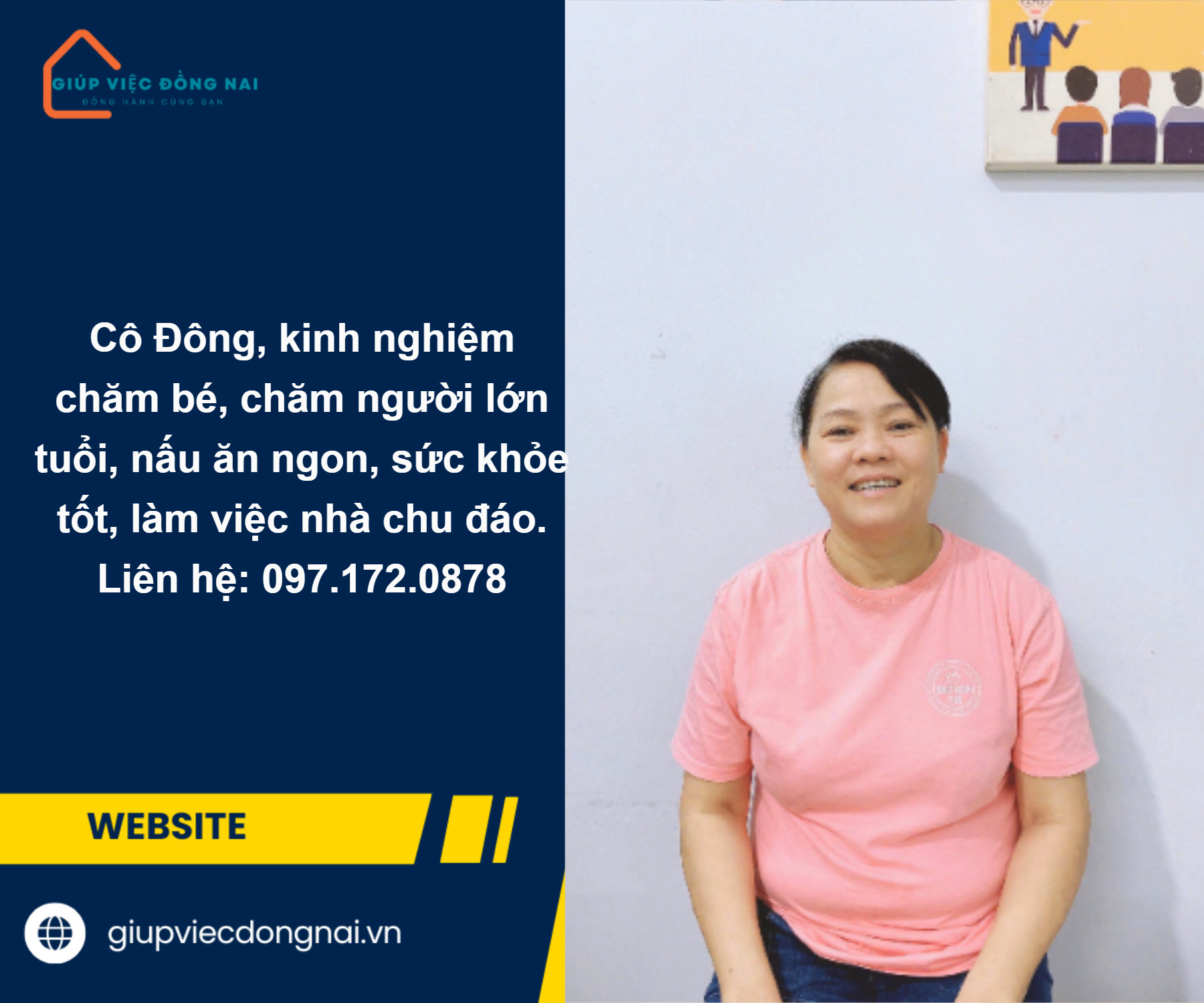 Chị TRẦN THỊ ĐÔNG, sinh năm 1975, quê Đà Nẵng cần tìm việc