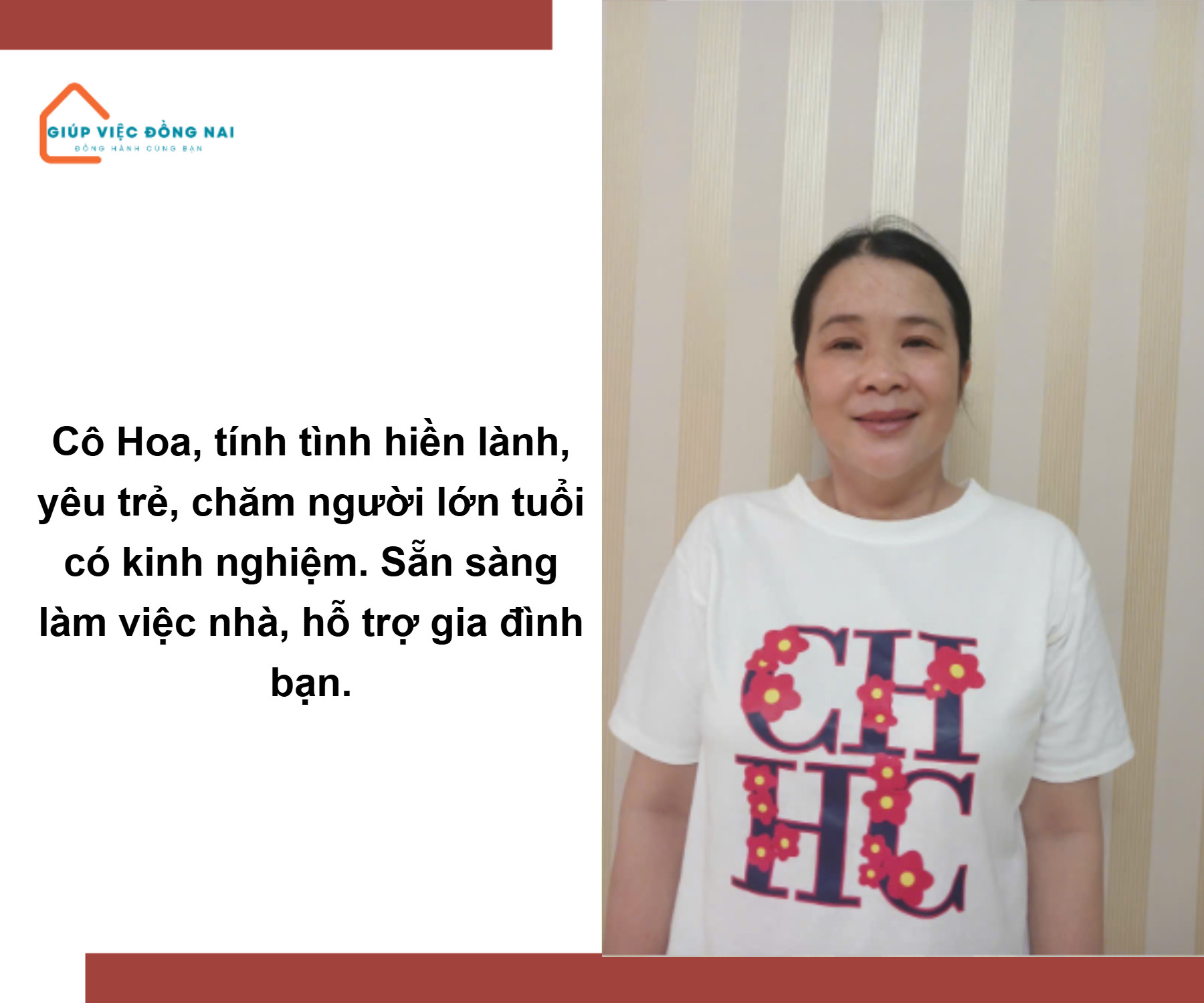 Chị NGUYỄN THỊ HOA, sinh năm 1981, quê Quảng Bình cần tìm việc
