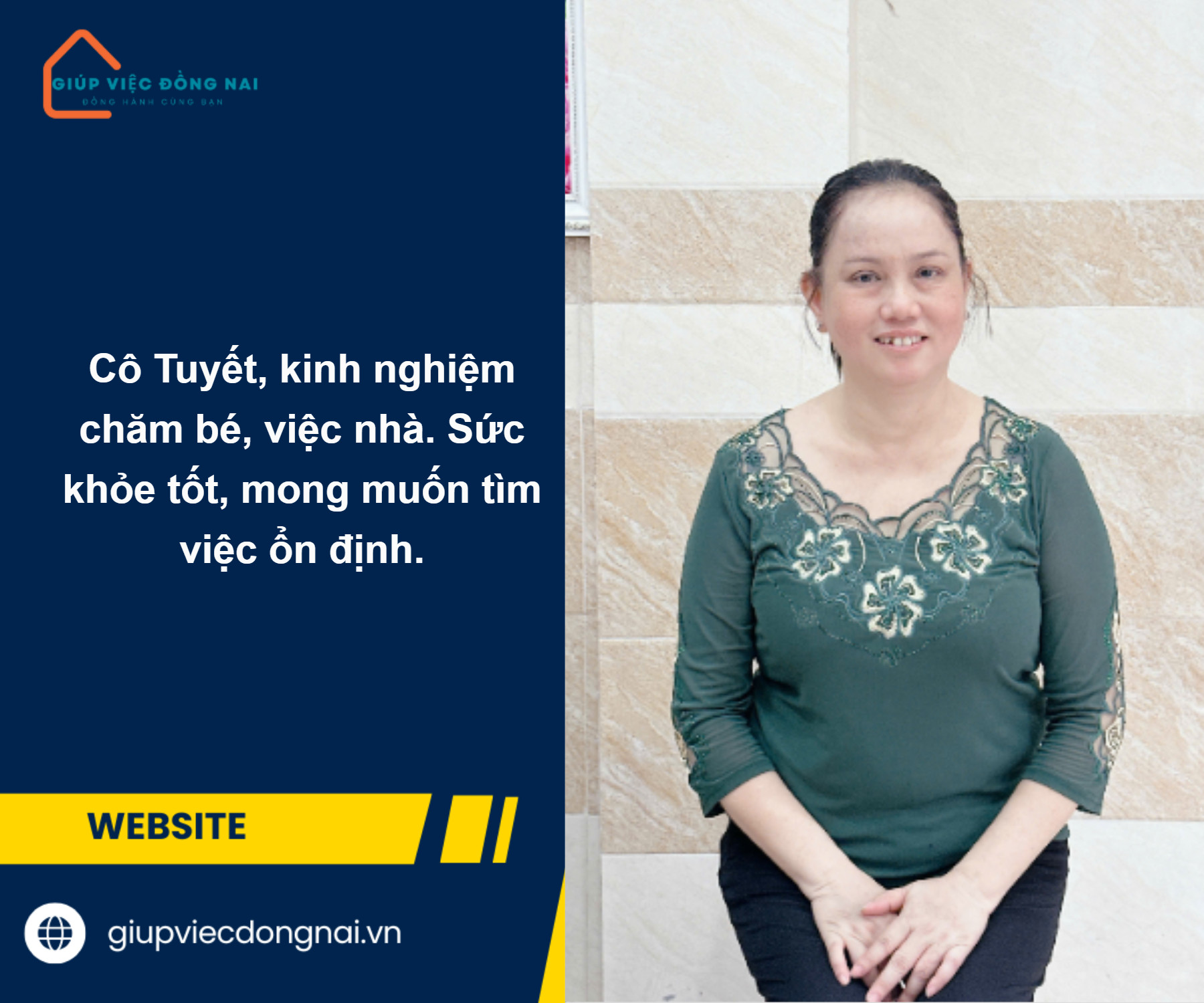 Chị LÊ NGỌC TUYẾT, sinh năm 1973, quê Cần Thơ cần tìm việc