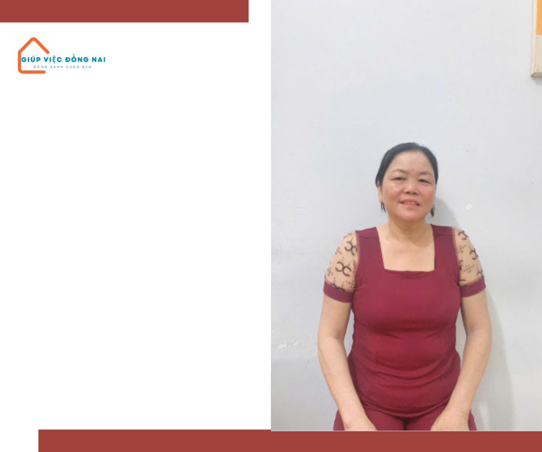 Chị NGUYỄN THỊ NGỌC, sinh năm 1973, quê Long An cần tìm việc