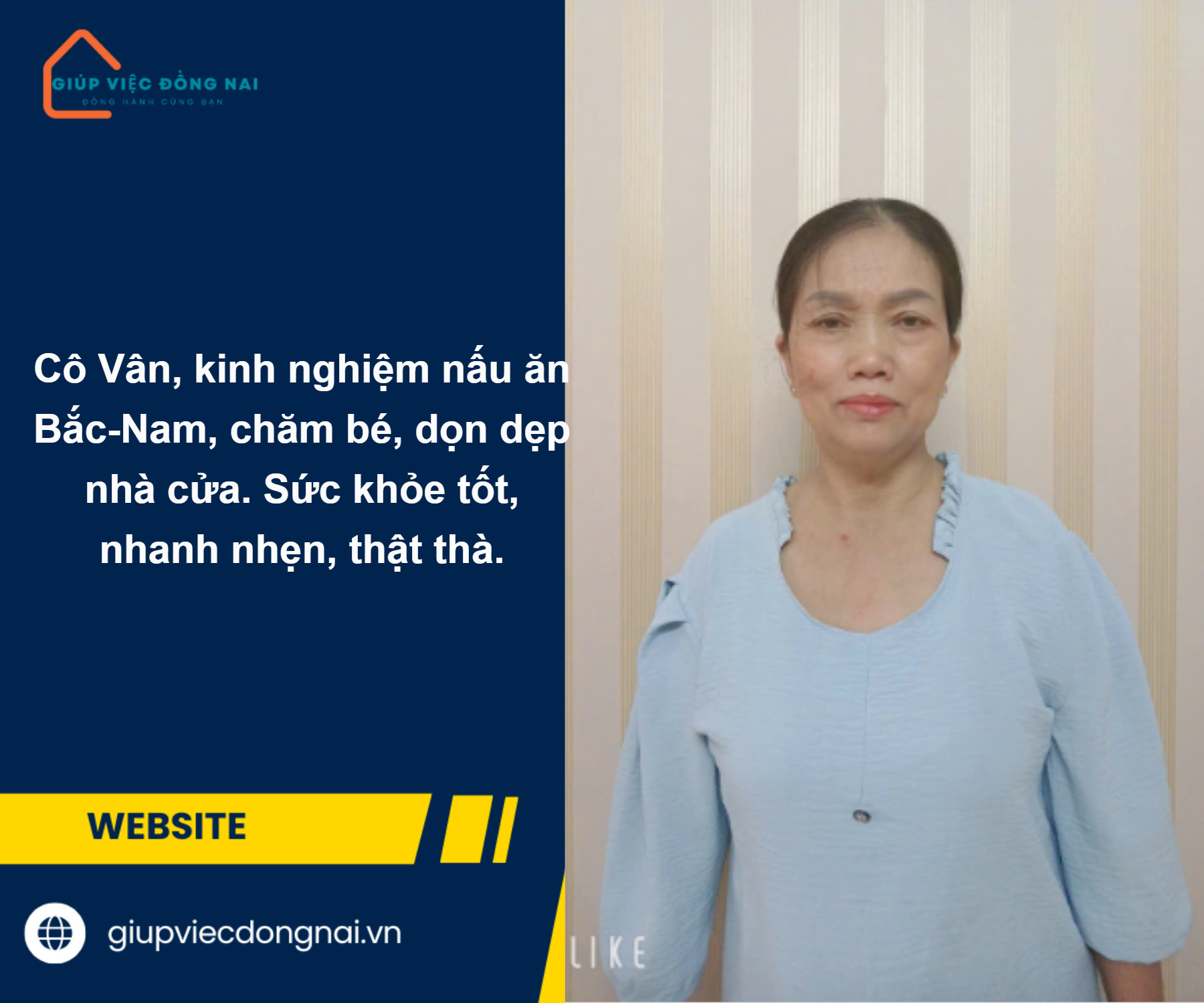 Chị NGUYỄN THỊ VÂN, sinh năm 1972, quê Nghệ An cần tìm việc