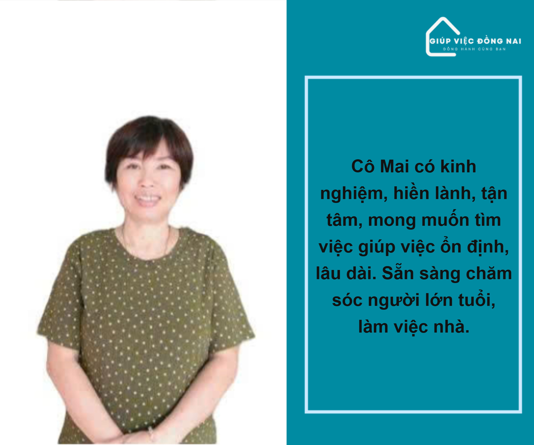 Chị PHẠM THỊ MAI, sinh năm 1966, quê Hồ Chí Minh cần tìm việc