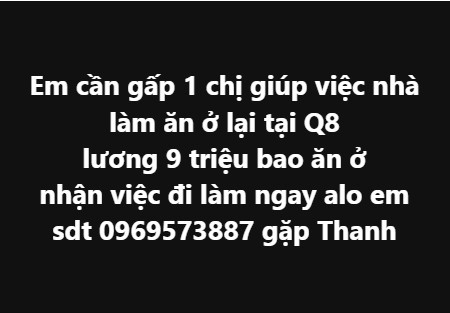 Tuyển giúp việc nhà lương cao bao ăn ở