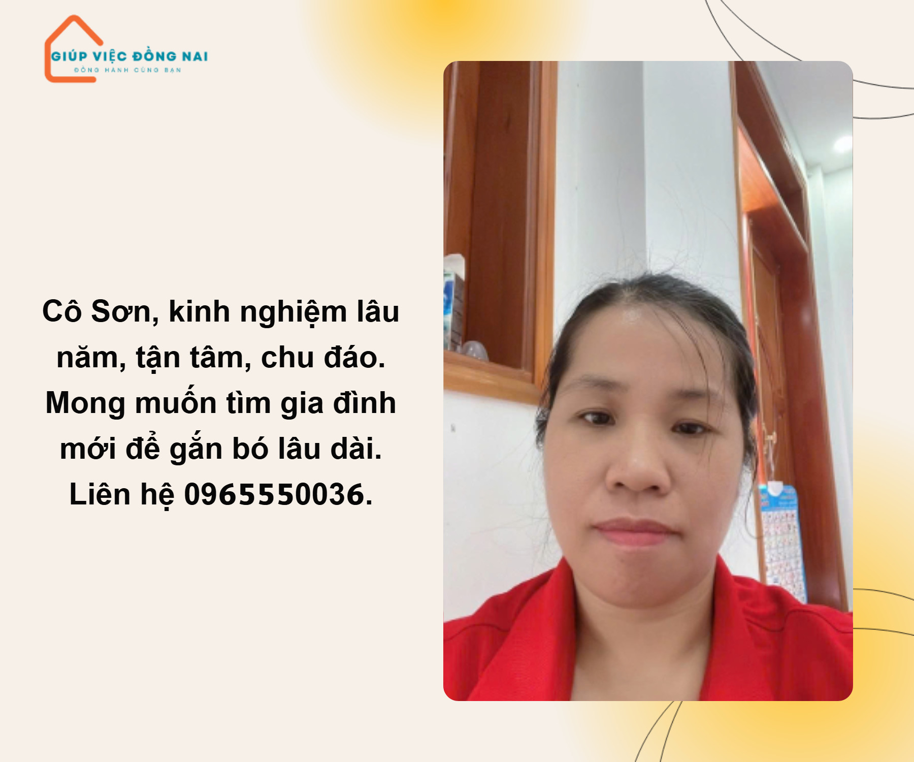 Chị TƯỚNG THỊ SƠN, sinh năm 1986, quê Tuyên Quang cần tìm việc