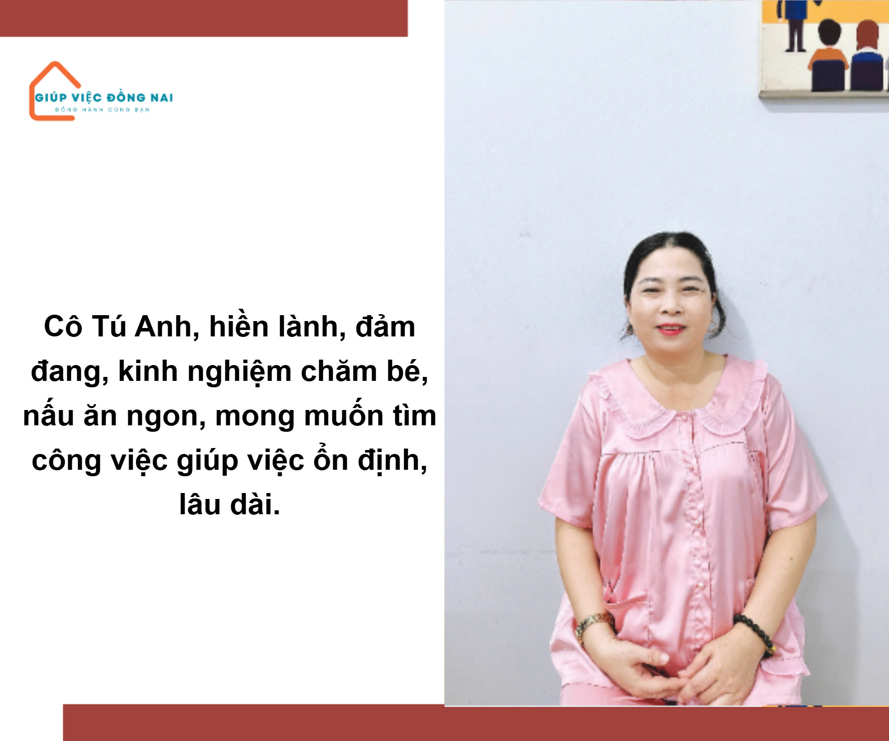 Chị LÊ THỊ TÚ ANH, sinh năm 1980, quê Đồng Nai cần tìm việc