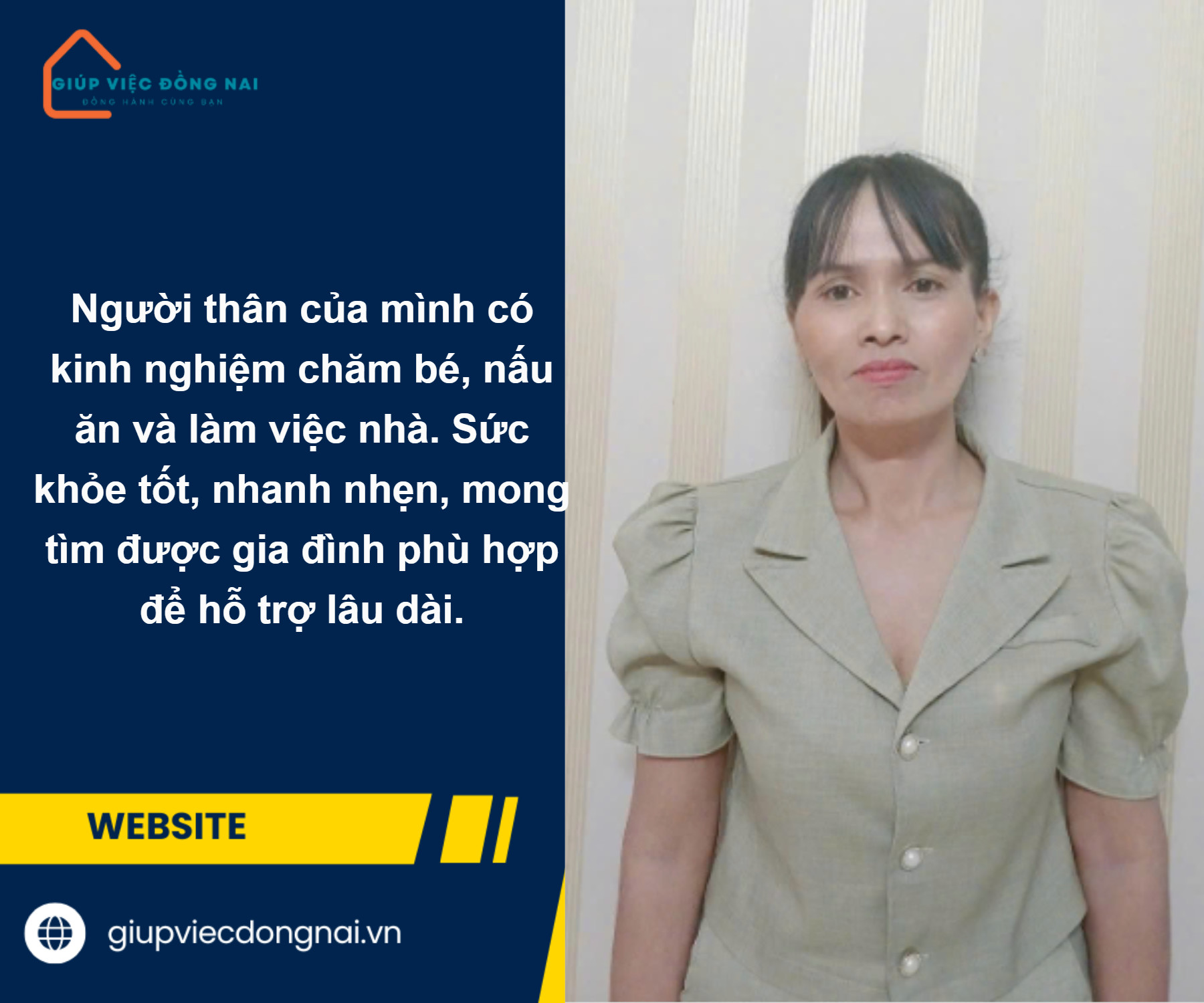 Chị TỪ THỊ HUYỀN TRÂM, sinh năm 1983, quê Ninh Thuận cần tìm việc