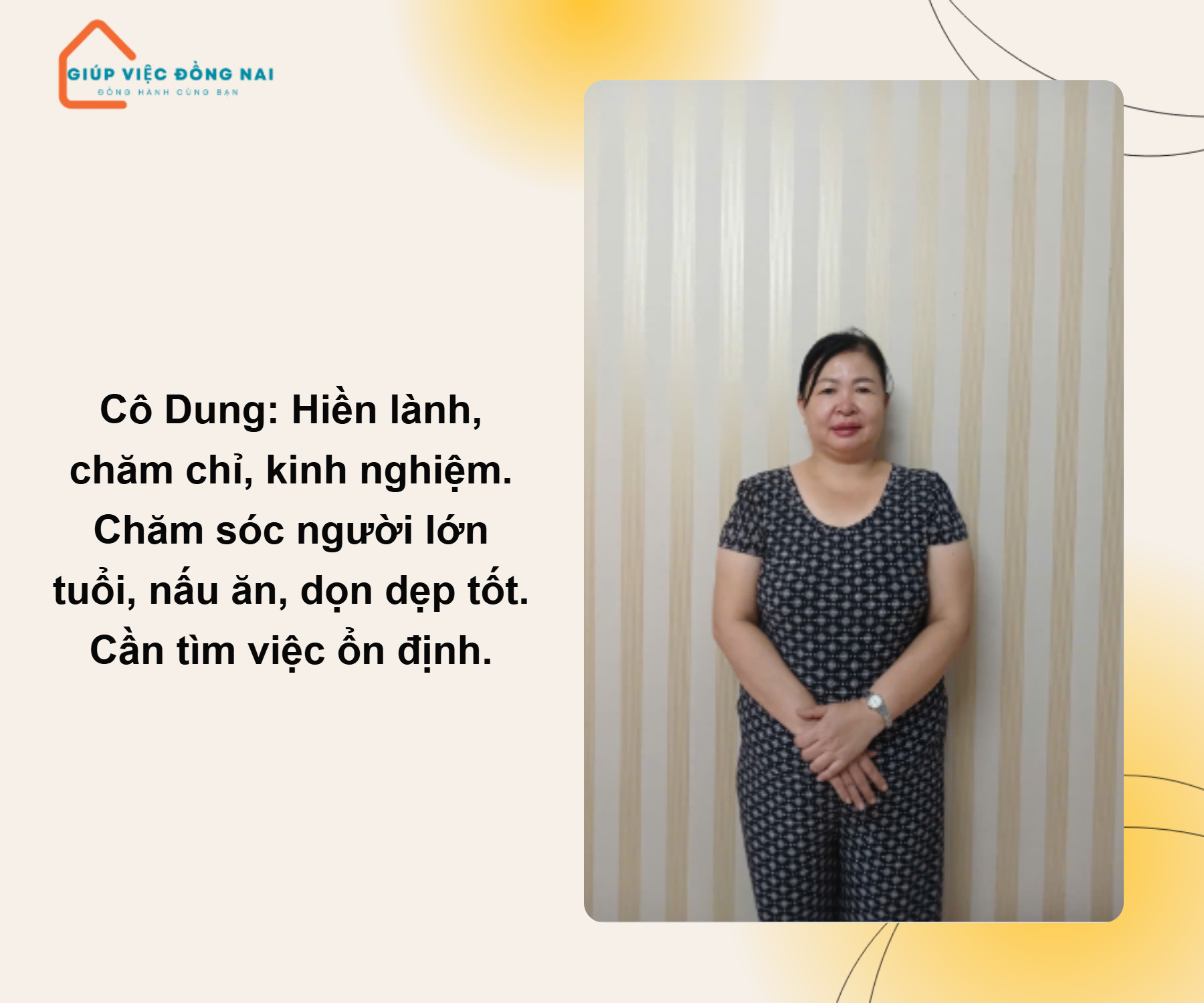 Chị DƯƠNG THỊ LỆ DUNG, sinh năm 1980, quê Quảng Nam cần tìm việc