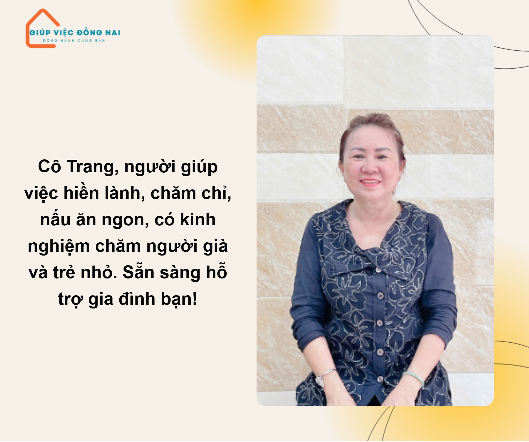 Chị LÊ THỊ THUỲ TRANG, sinh năm 1971, quê Tiền Giang cần tìm việc