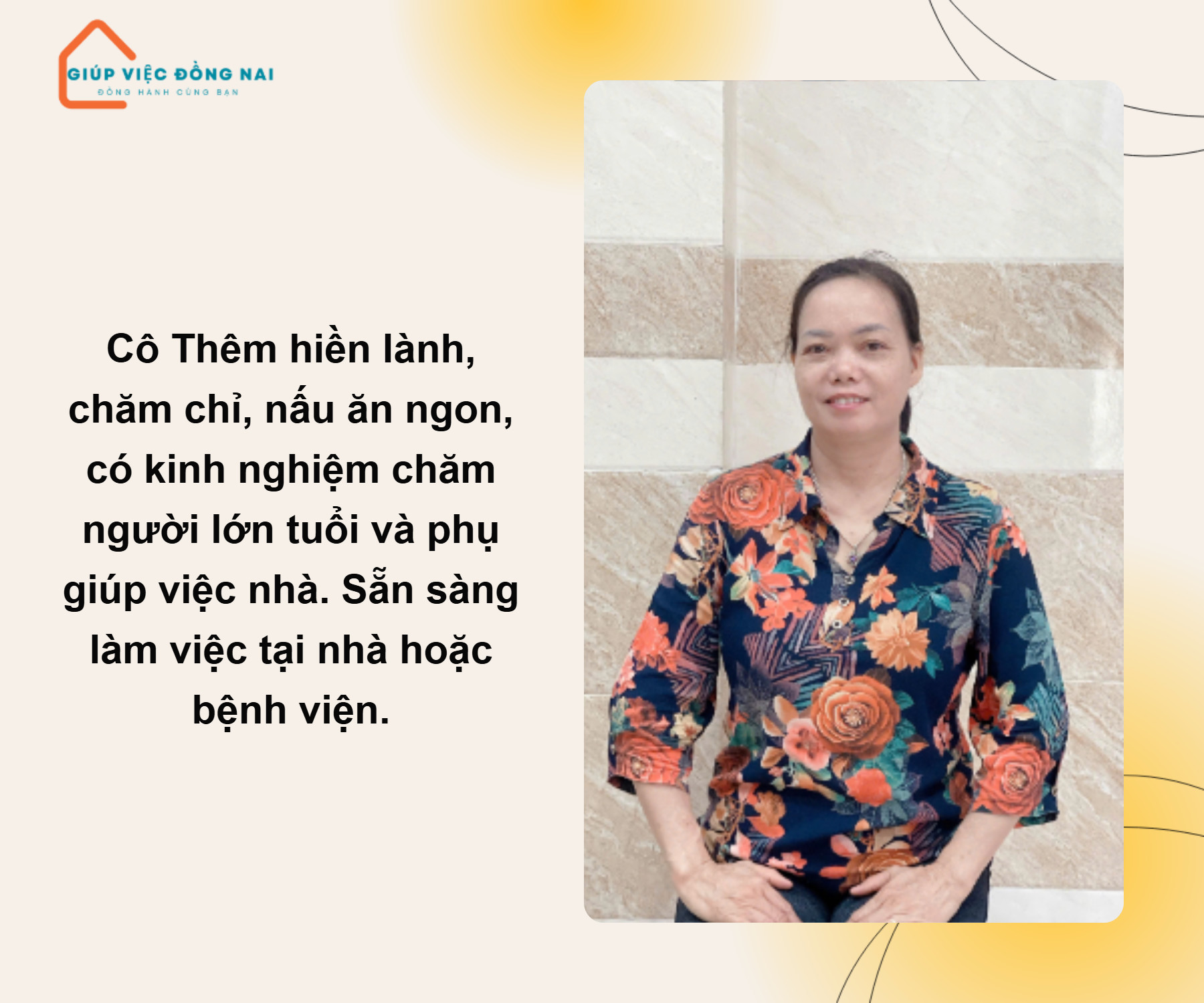 Chị NGUYỄN THỊ THÊM, sinh năm 1972, quê Hưng Yên cần tìm việc