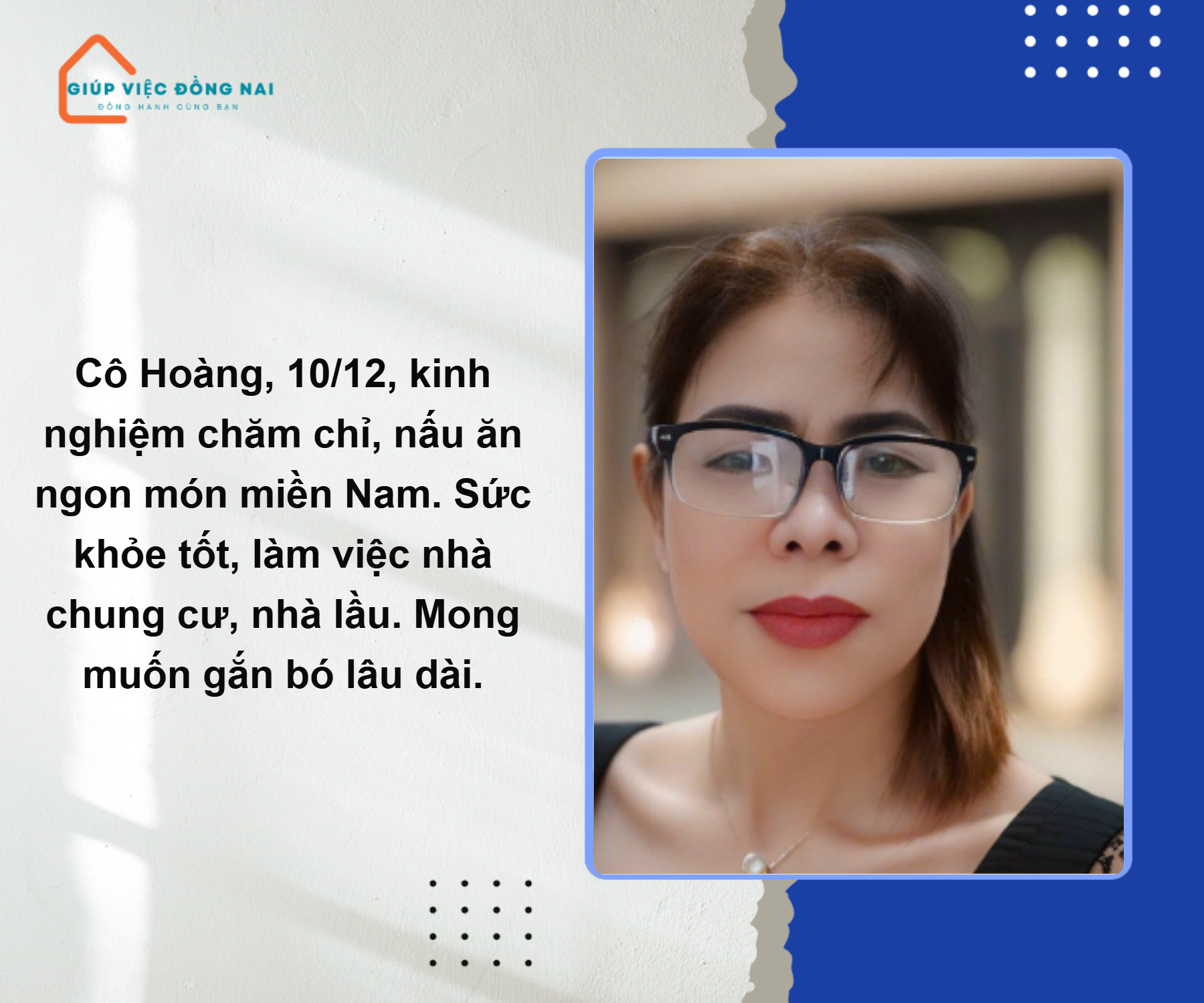 Chị Hoàng cần tìm việc làm