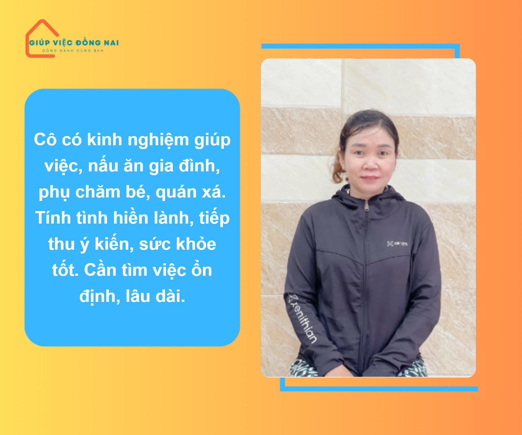 Chị THỊ QUYẾT, sinh năm 1981, quê Ninh Thuận cần tìm việc