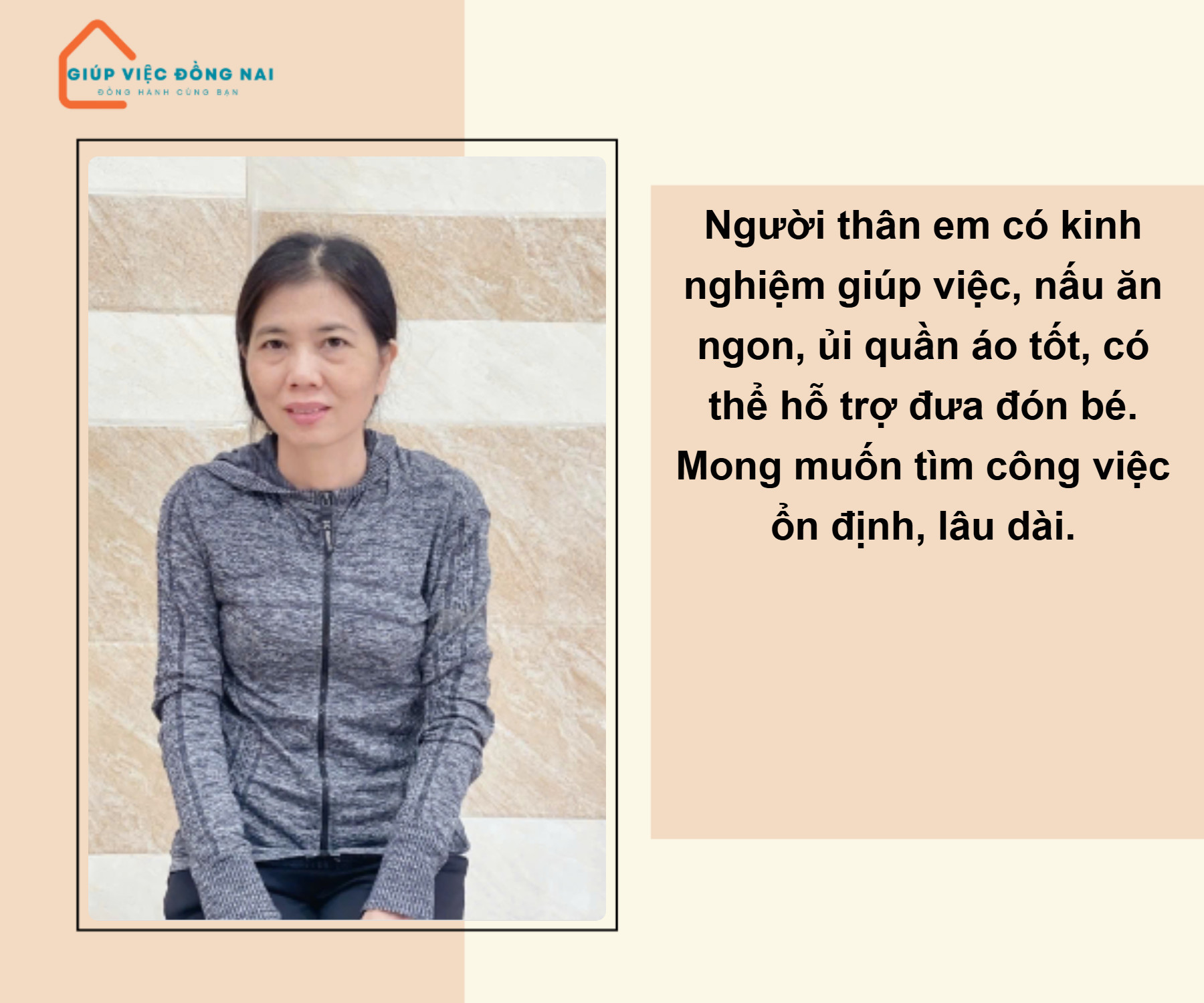 Chị Dung cần tìm việc làm