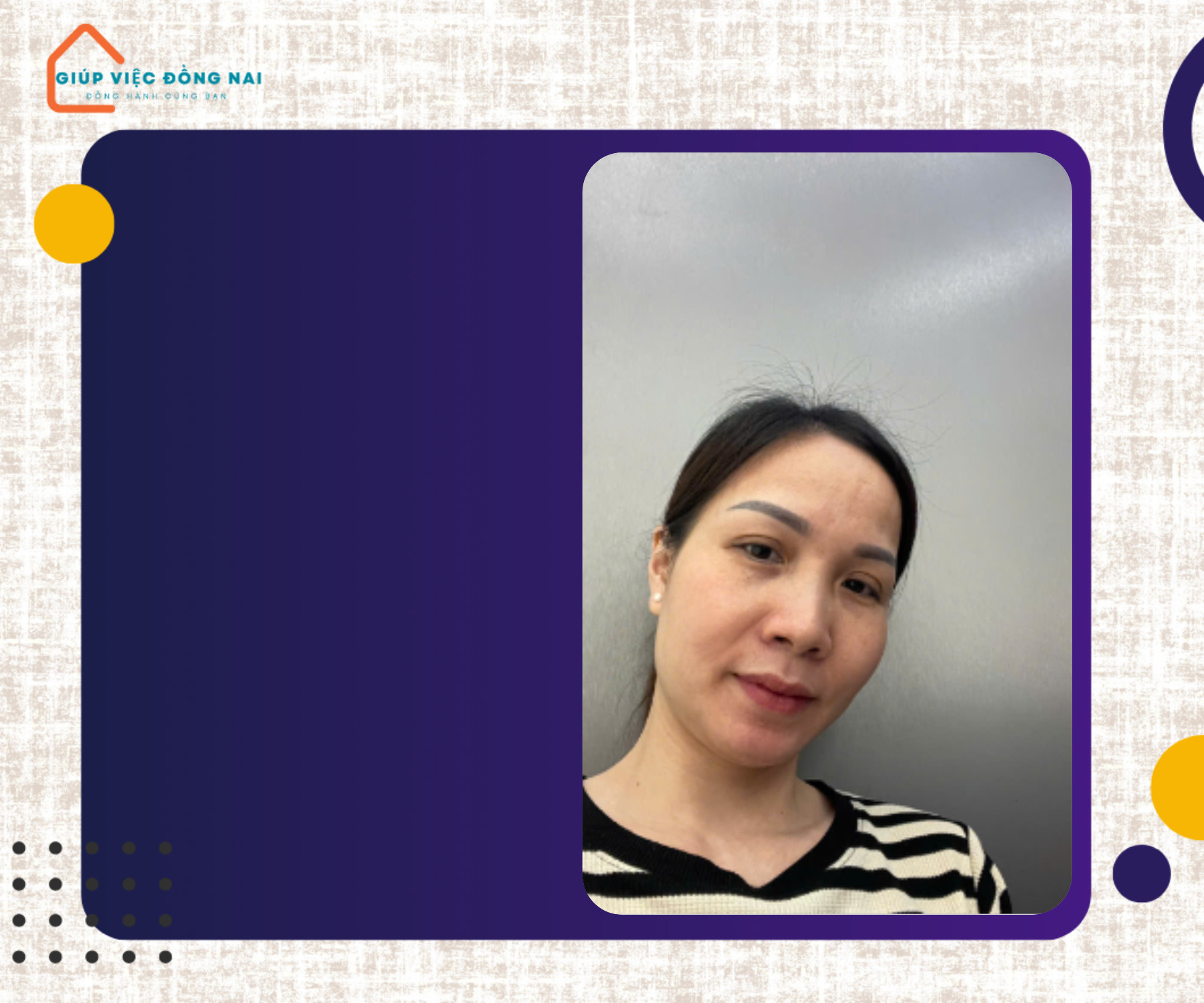 Chị Phạm Thị Mai, sinh năm 1983, quê Thanh Hóa cần tìm việc