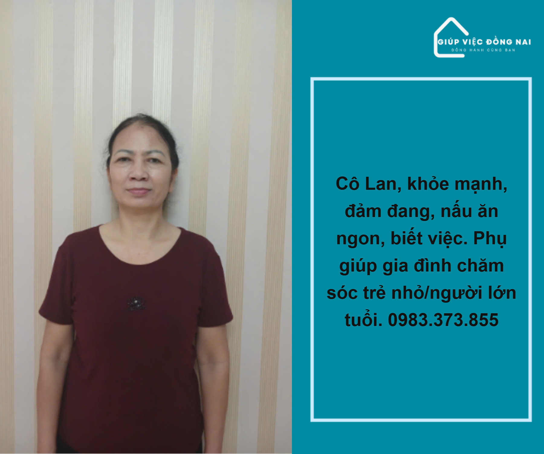 Chị ĐOÀN THỊ LAN, sinh năm 1966, quê Hải Dương cần tìm việc