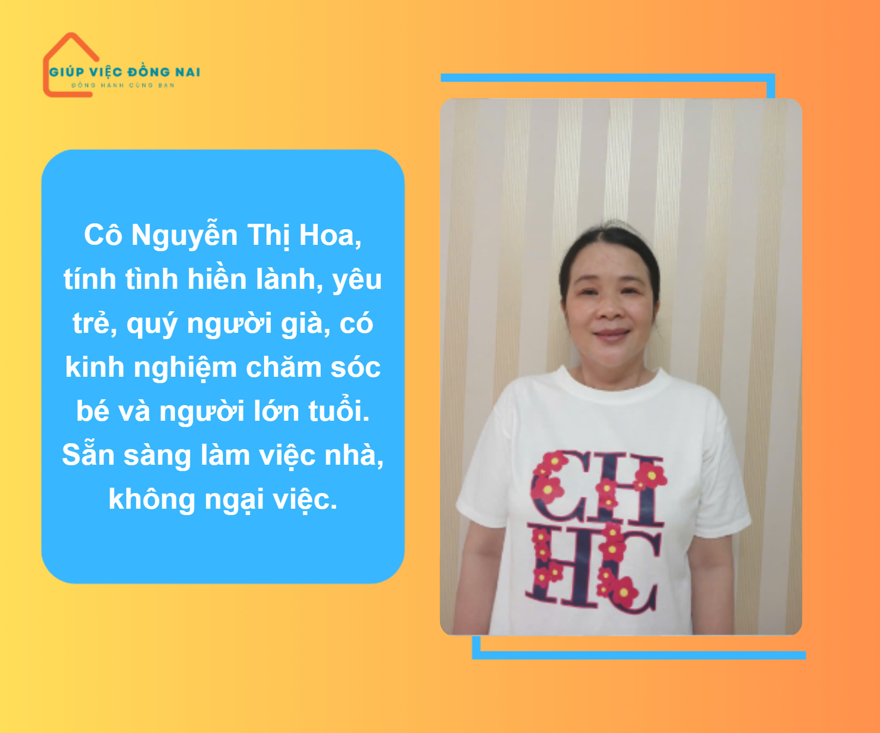 Chị NGUYỄN THỊ HOA, sinh năm 1981, quê Quảng Bình cần tìm việc