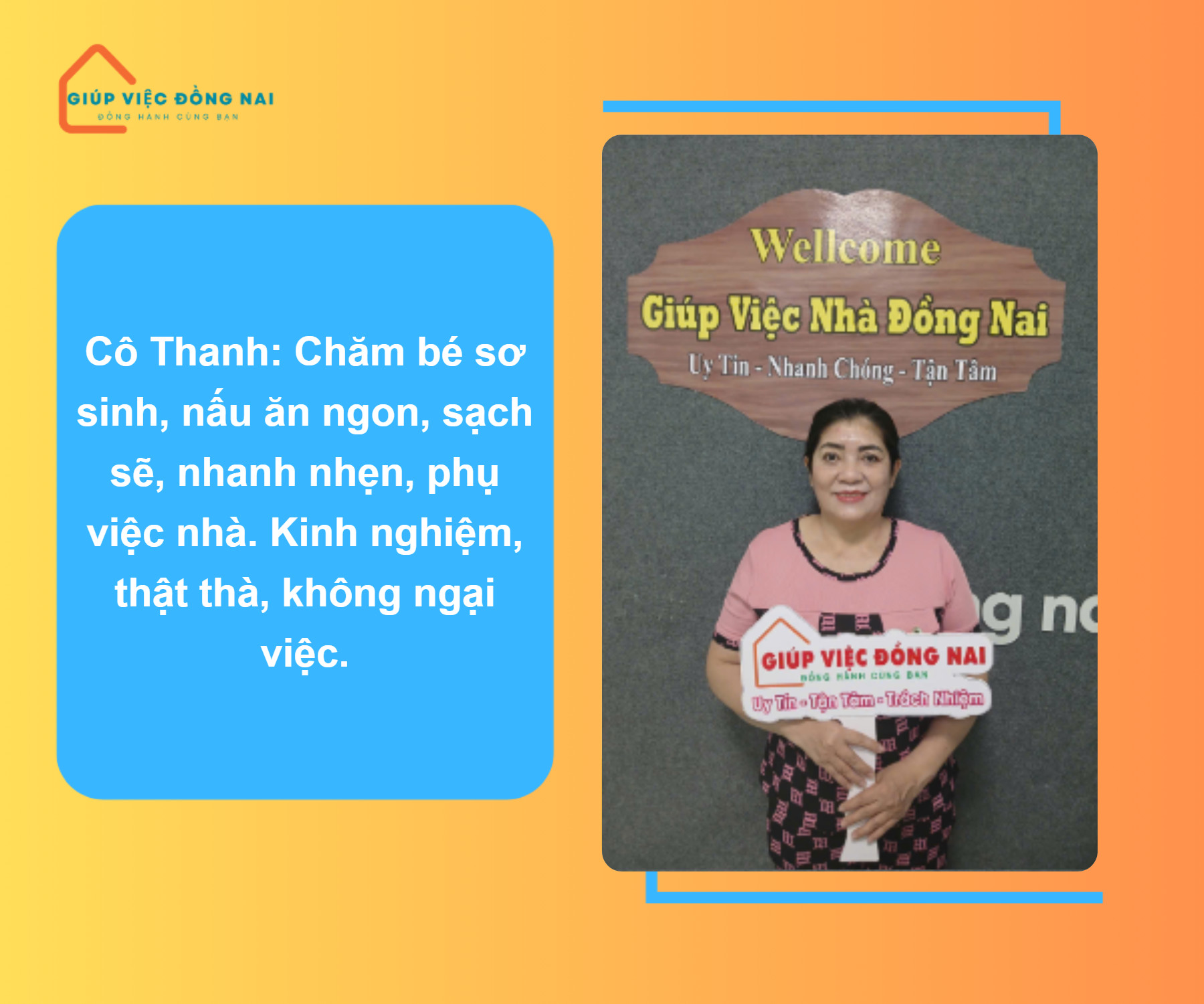 Chị ĐỖ KIM THANH, sinh năm 1968, quê Tiền Giang cần tìm việc