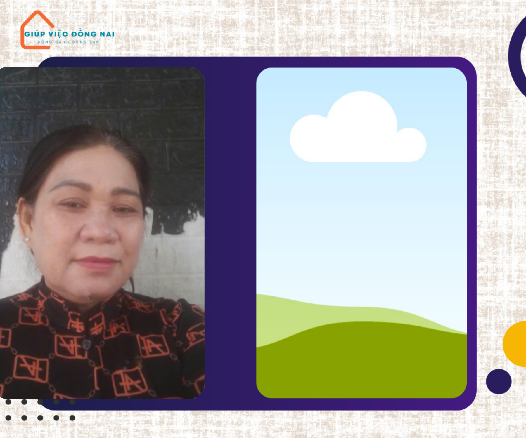 Chị NGUYỄN THỊ TRANG, sinh năm 1974, quê Đồng Tháp cần tìm việc