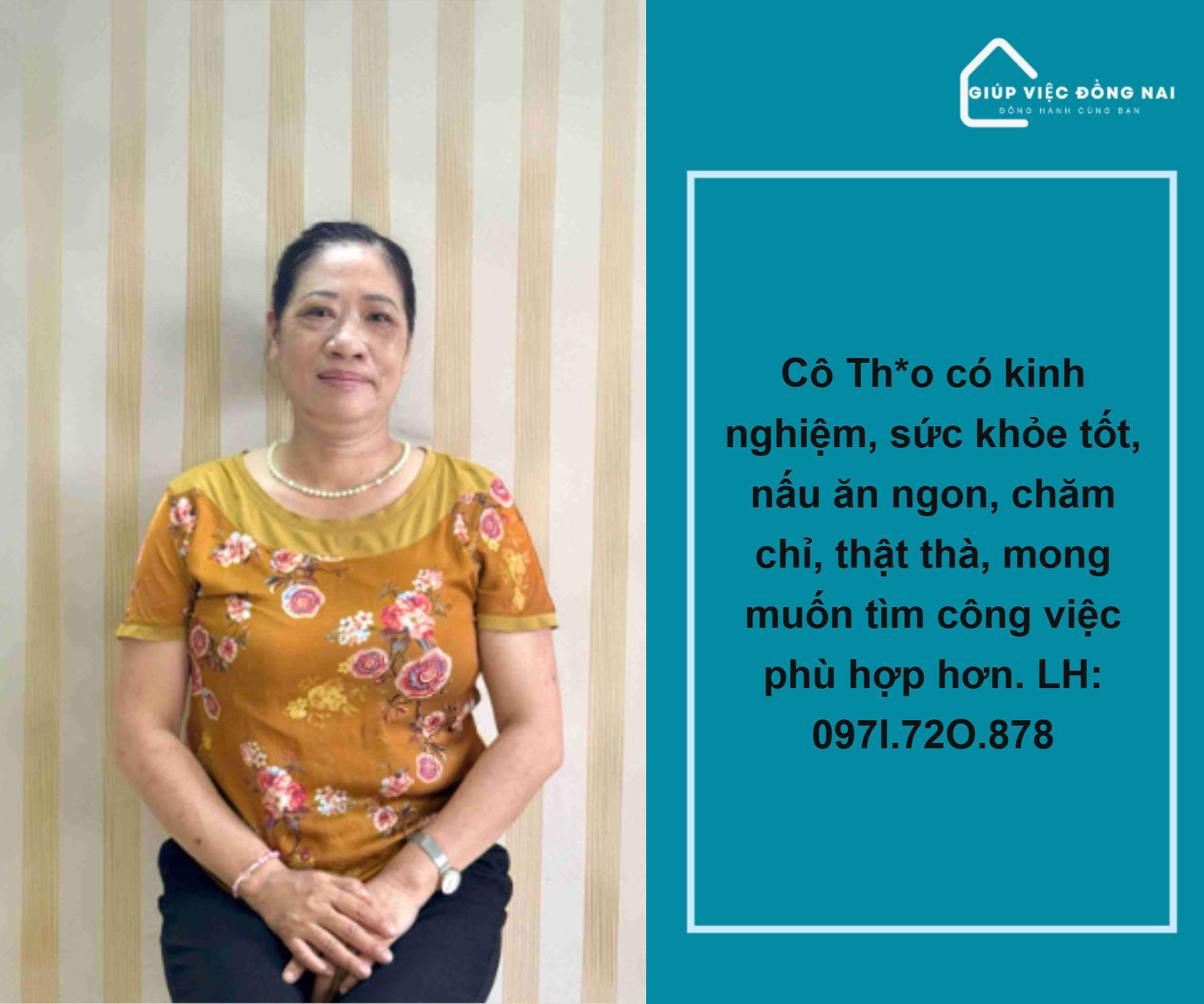 Chị NGUYỄN THỊ THO, sinh năm 1976, quê Nam Định cần tìm việc