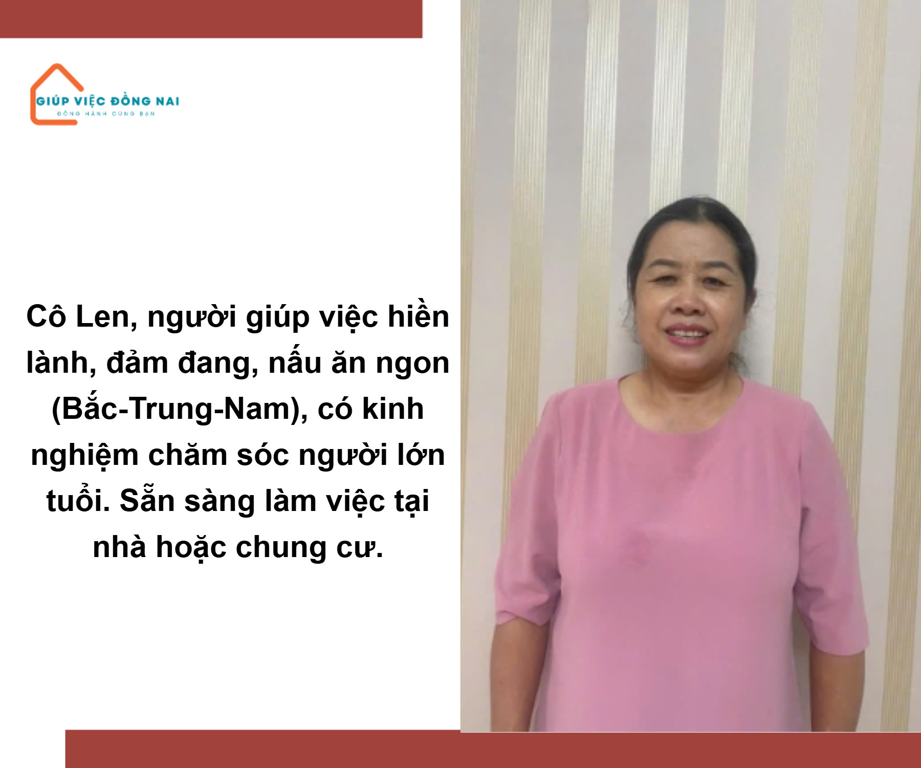 Chị NGUYỄN THỊ LEN, sinh năm 1969, quê Đắk Lắk cần tìm việc