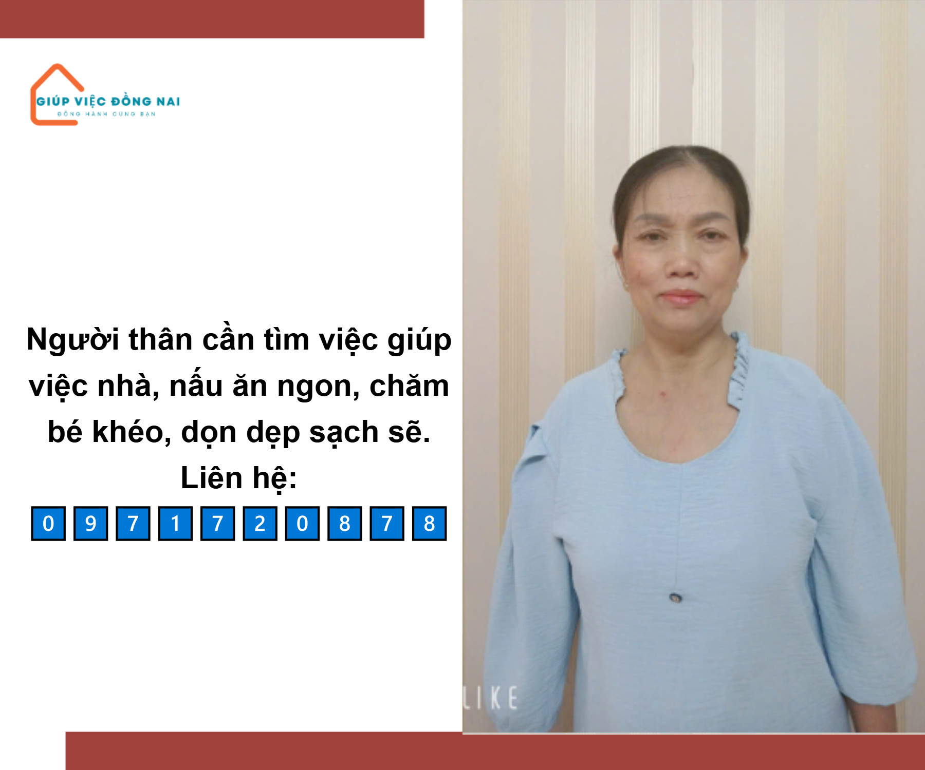 Chị NGUYỄN THỊ VÂN, sinh năm 1972, quê Nghệ An cần tìm việc