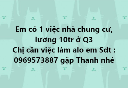 việc làm lương cao ở Q3, bao ăn ở