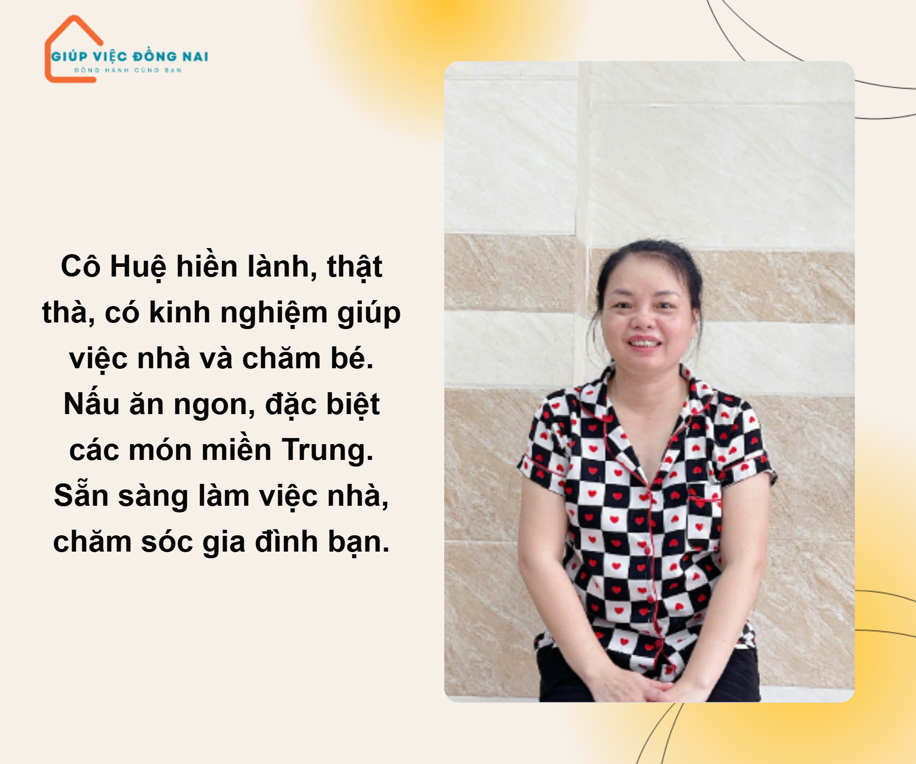 Chị NGUYỄN THỊ HUỆ, sinh năm 1982, quê Hà Tĩnh cần tìm giúp việc