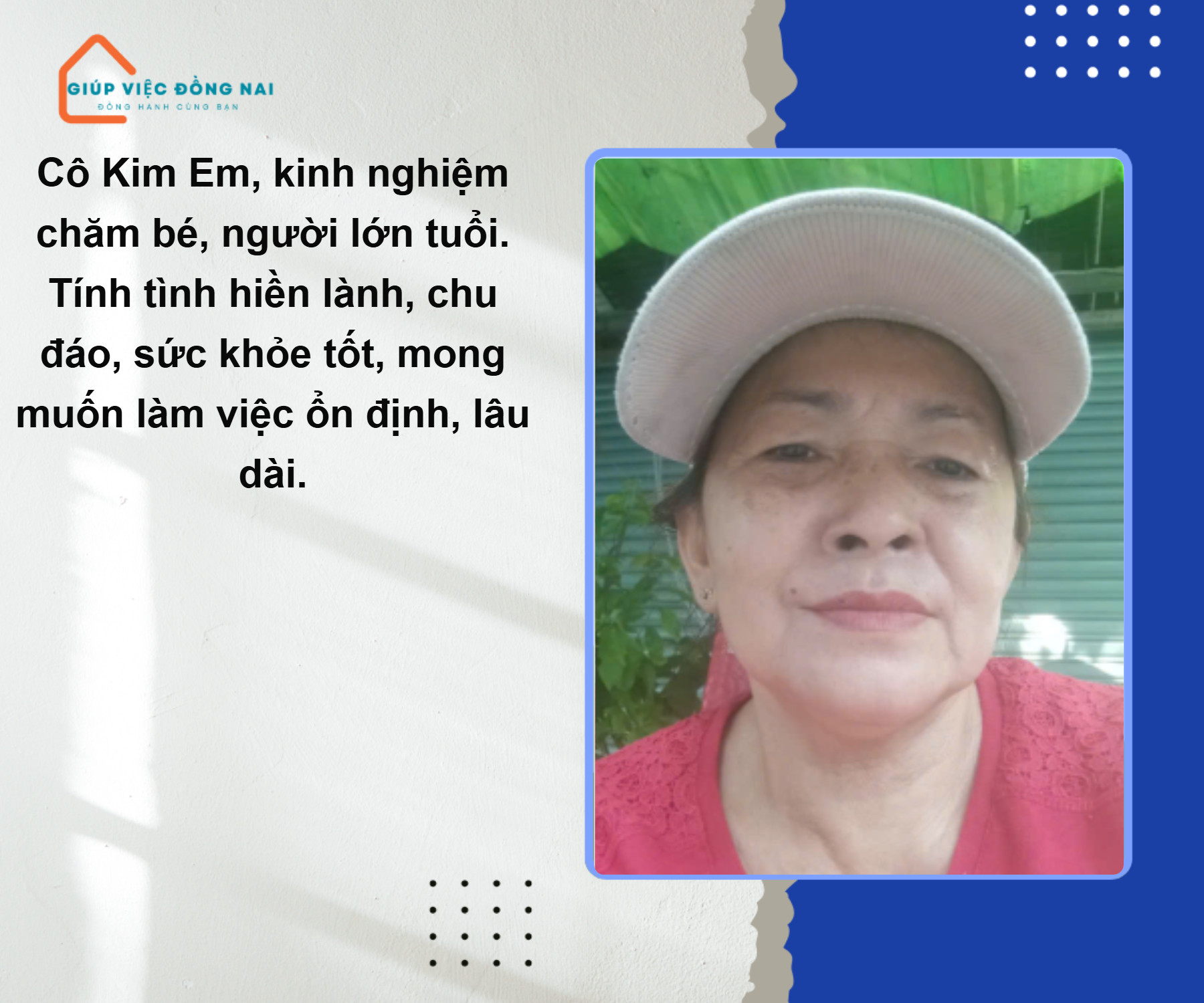 Chị NGUYỄN THỊ KIM EM, sinh năm 1968, quê Hồ Chí Minh cần tìm việc