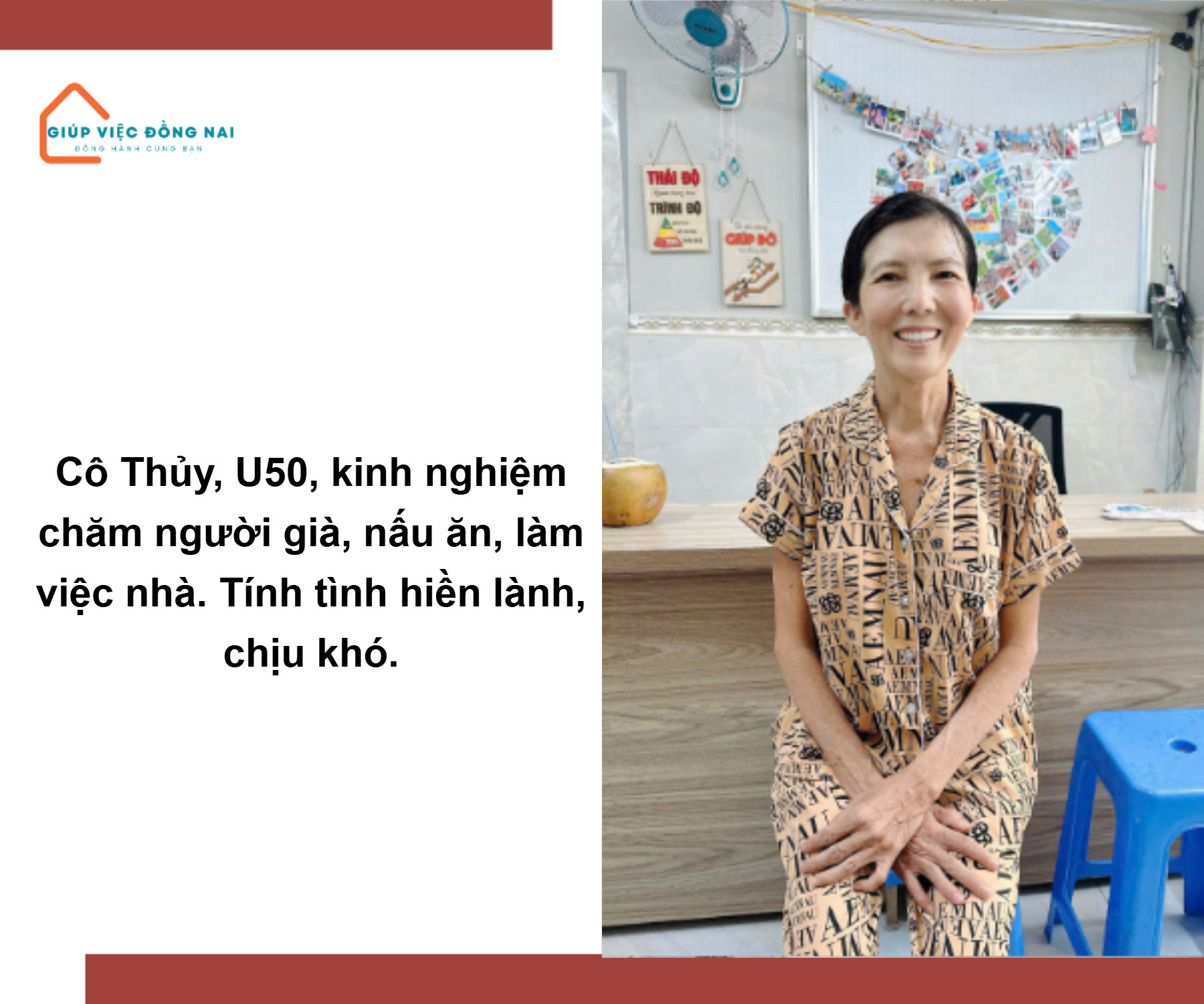 Chị VÕ THỊ THUỶ, sinh năm 1973, quê Vĩnh Long cần tìm việc