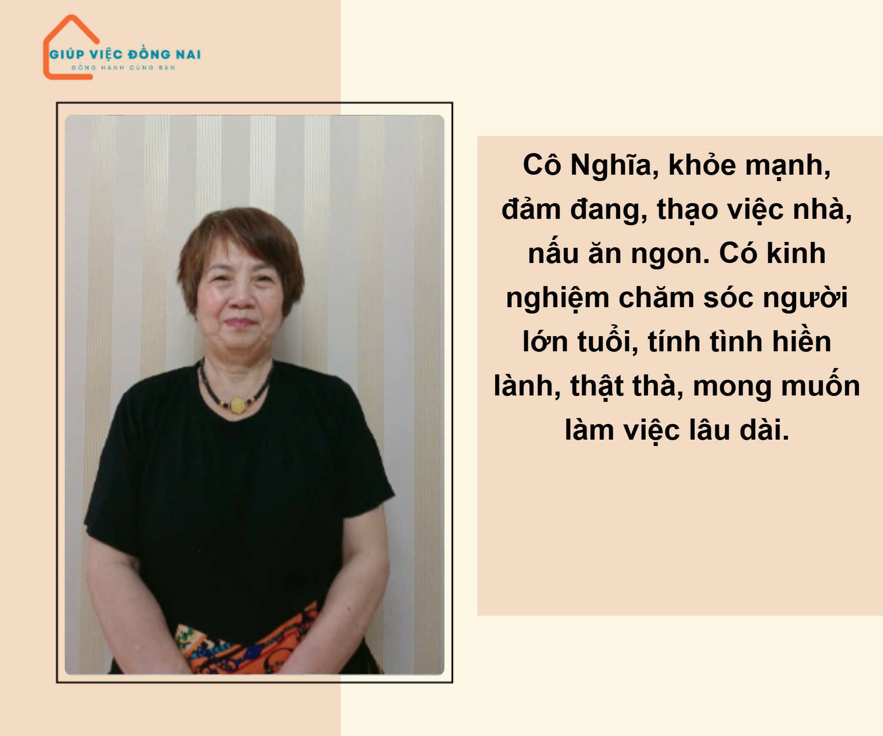 Chị ĐINH THỊ NGHĨA, sinh năm 1961, quê Hà Tĩnh cần tìm việc