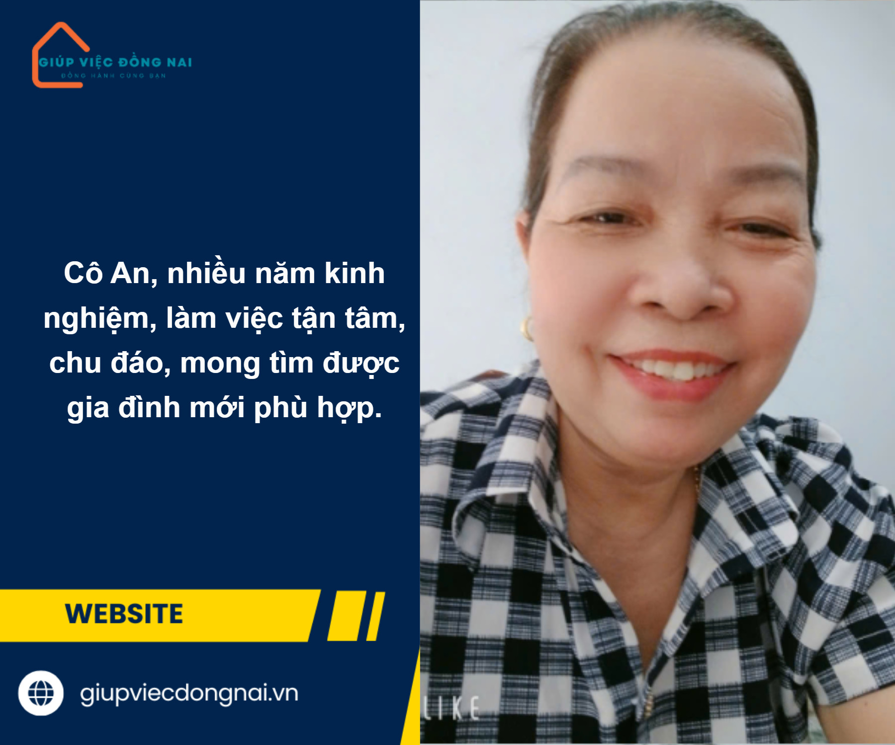 Chị NGUYỄN THỊ AN, sinh năm 1967, quê Thanh Hóa cần tìm việc