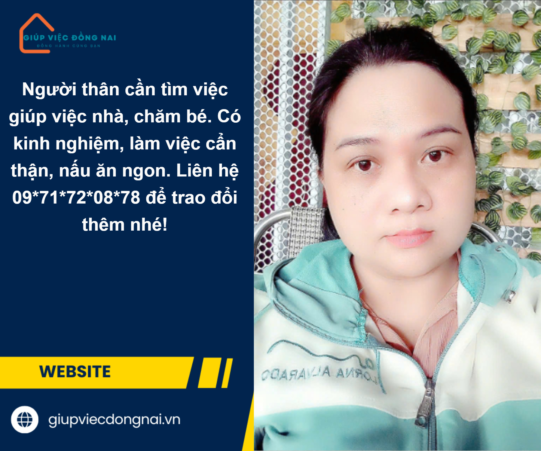 Chị HÀ KIM TUYỀN, sinh năm 1985, quê An Giang cần tìm việc