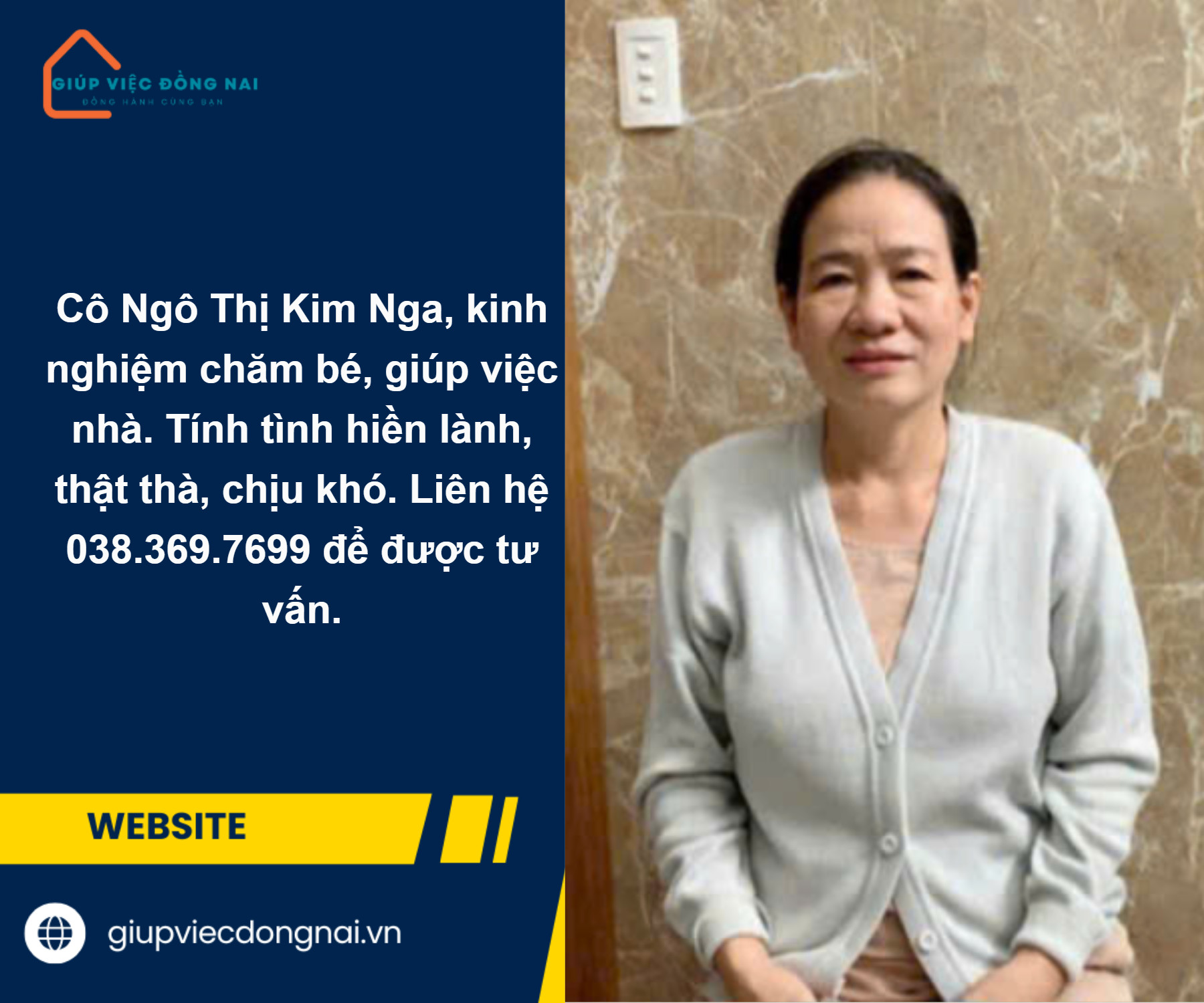 Chị Kim Nga, sinh năm 1978, quê Hưng Yên Cần tìm việc làm