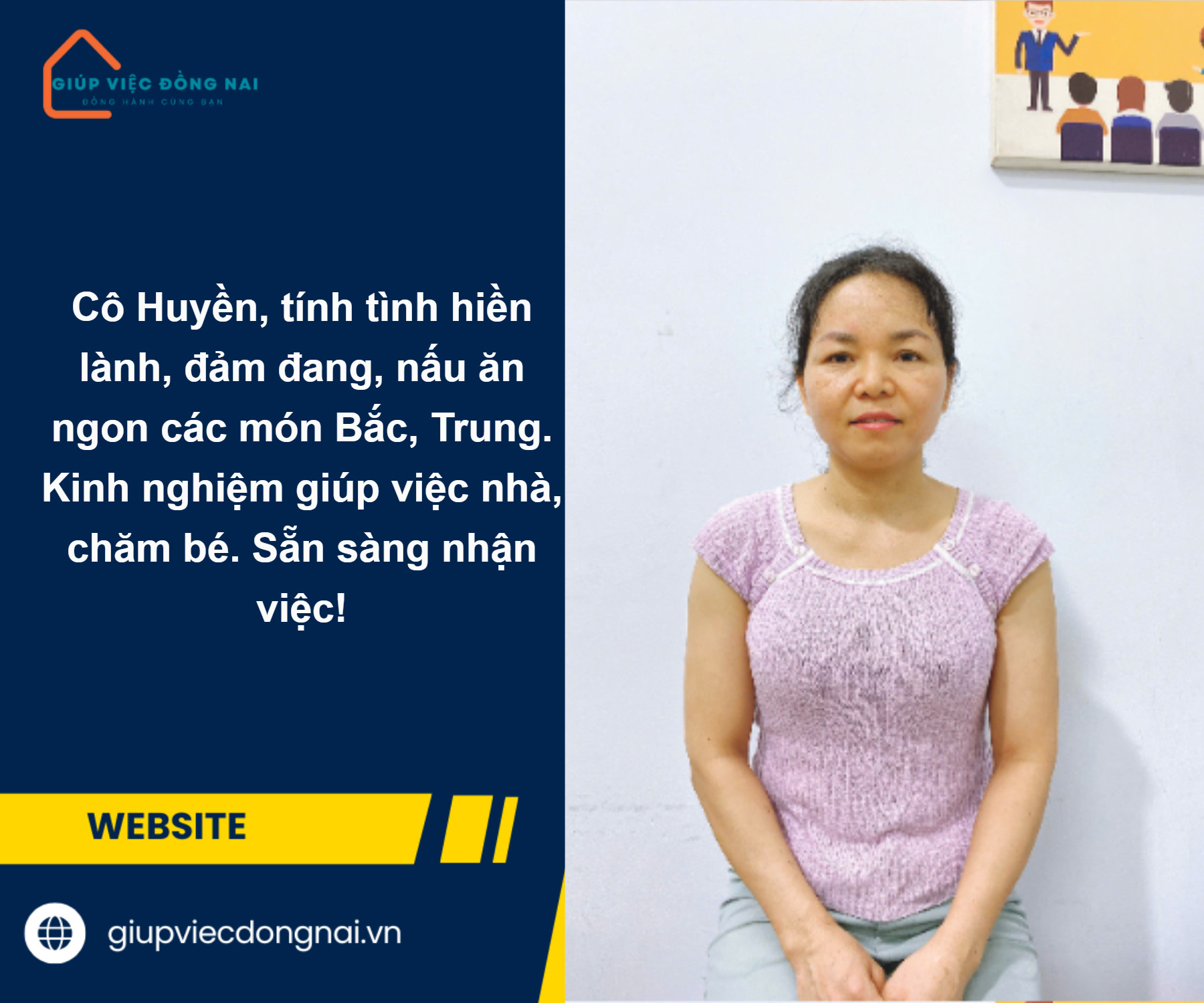 Chị Trần Thị Huyền, sinh năm 1979, quê Gia Lai cần tìm việc