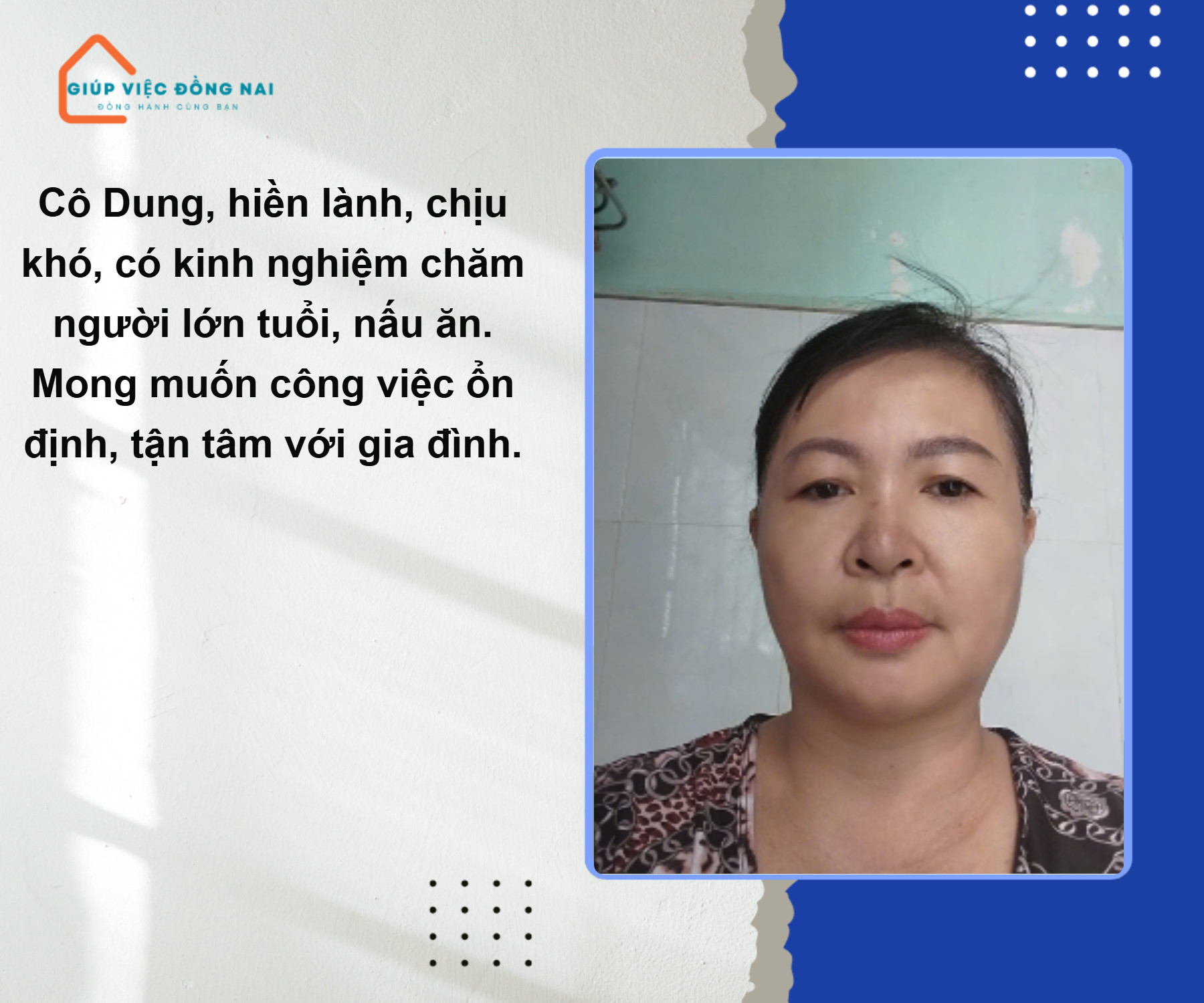 Chị Dung, Sinh Năm 1980, Quê Quảng Nam. Cần Tìm Việc Gắn Bó Lâu Dài.