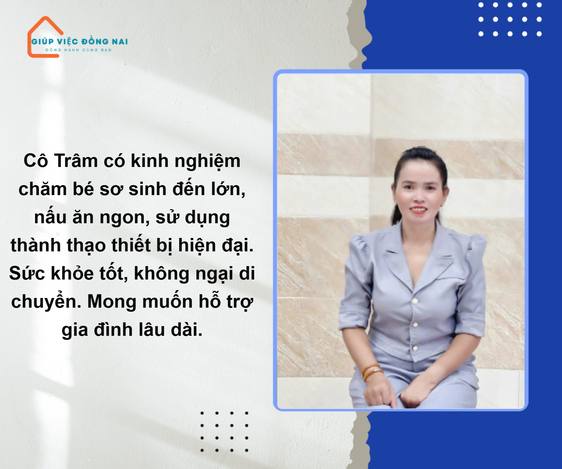 Chị TỪ THỊ HUYỀN TRÂM, sinh năm 1983, quê Ninh Thuận cần tìm việc