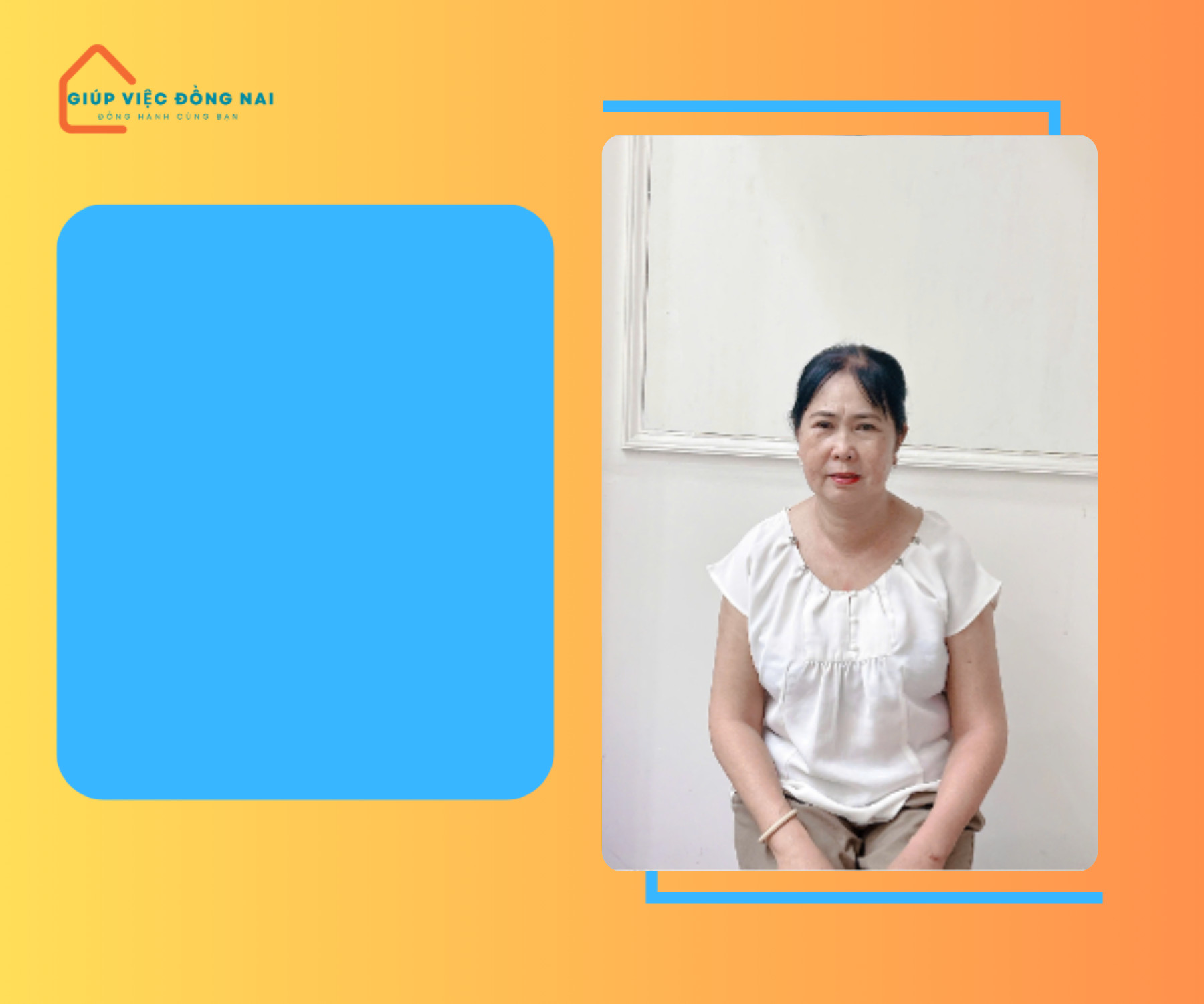 Chị Nguyễn Thị Cẩm Vân, sinh năm 1972, quê Đồng Tháp cần tìm việc