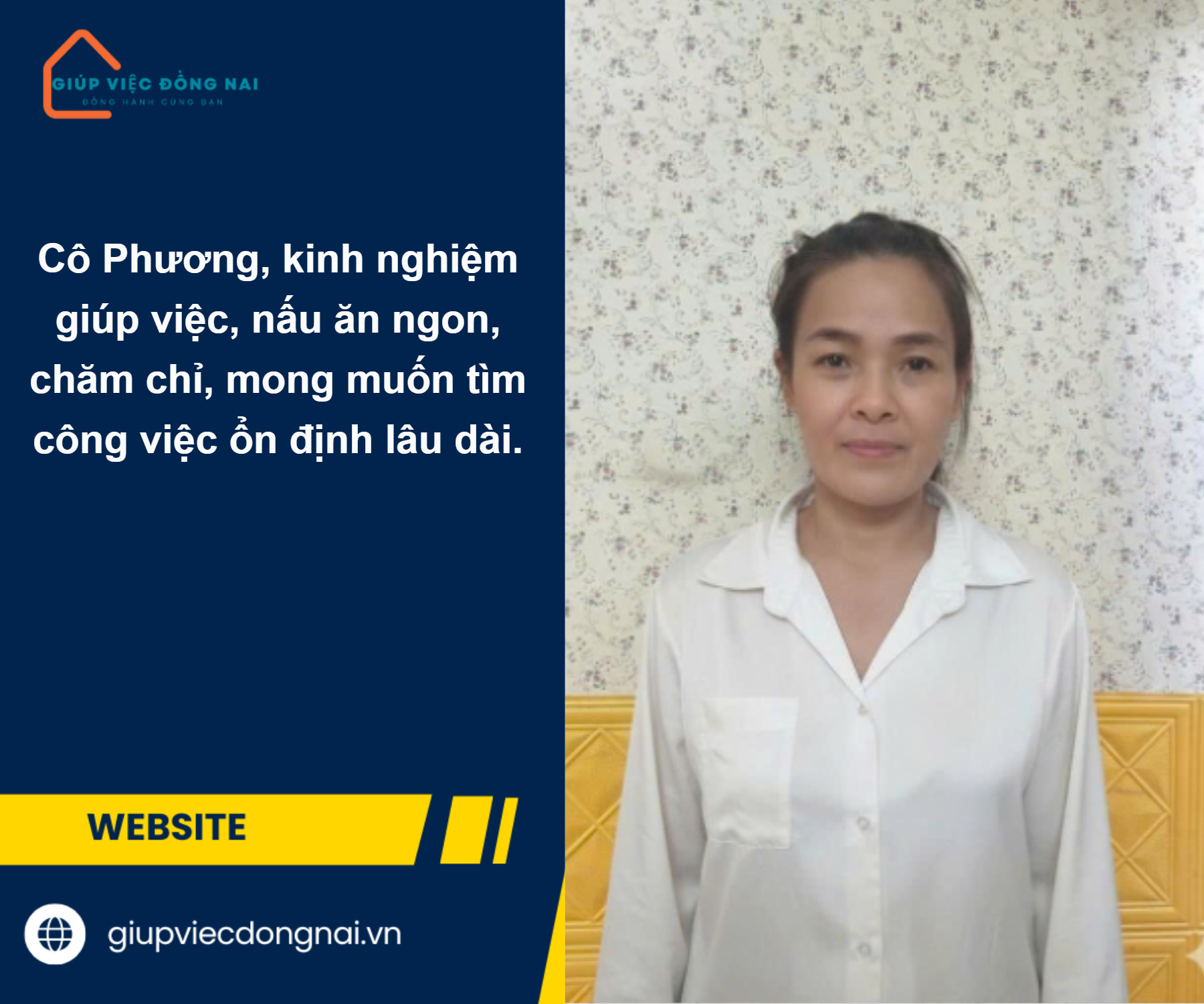 Chị NGUYỄN THỊ KIM PHƯƠNG, sinh năm 1975, quê Hồ Chí Minh cần tìm việc