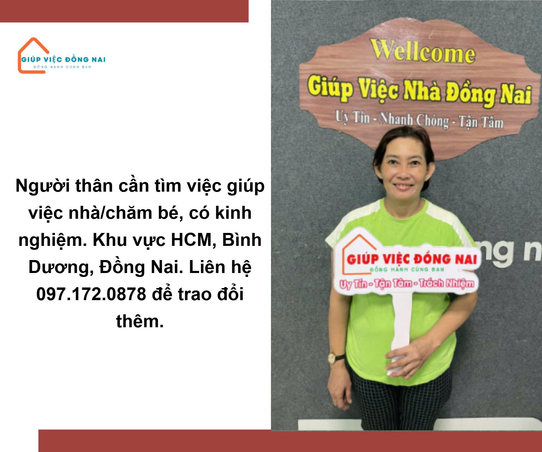 Chị Nguyễn Thị Trúc Lan, sinh năm 1974, quê Bình Phước cần tìm việc