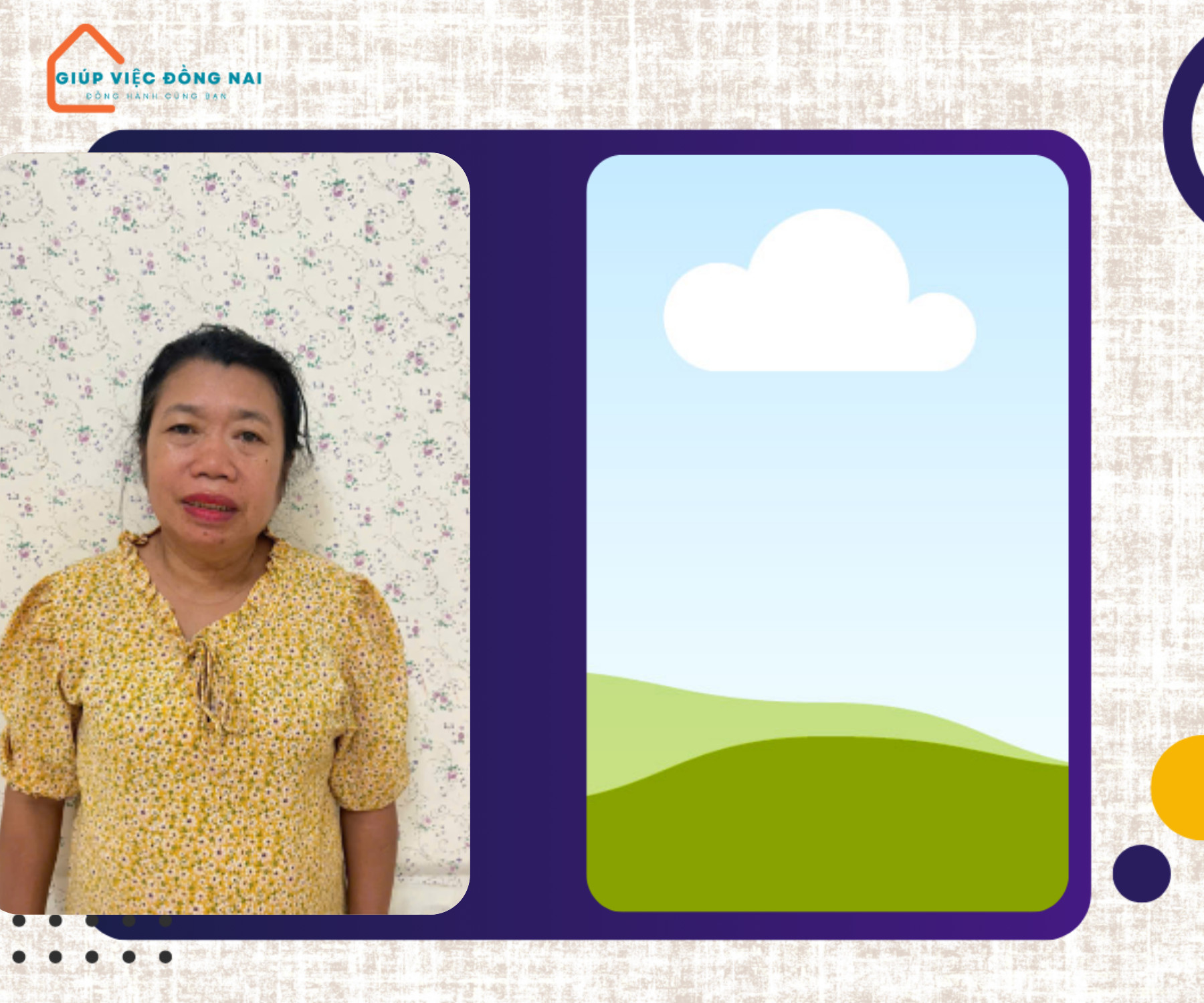 Chị NGUYỄN THỊ HẢI, sinh năm 1973, quê Nghệ An cần tìm việc