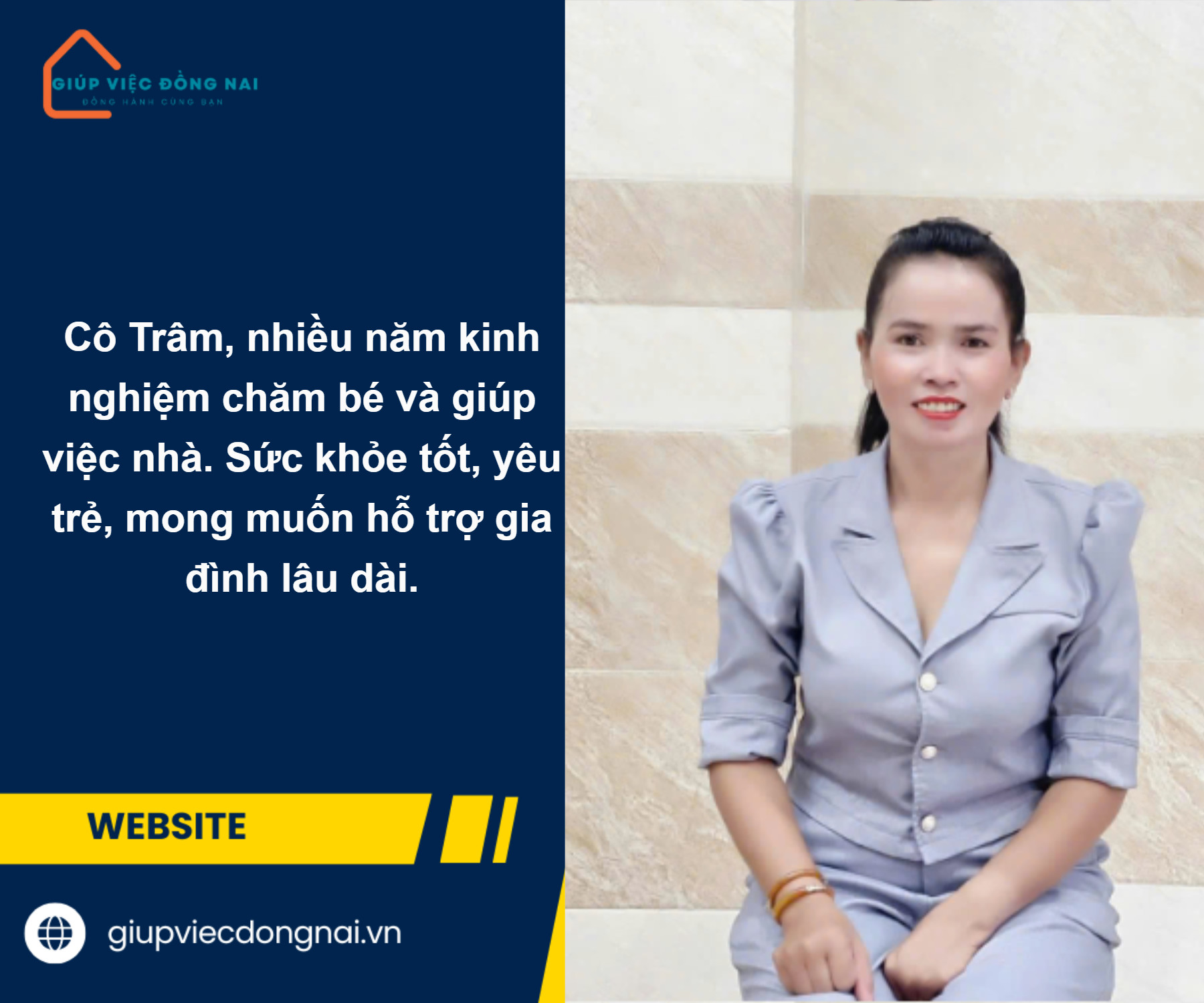 Chị TỪ THỊ HUYỀN TRÂM, sinh năm 1983, quê Ninh Thuận cần tìm việc