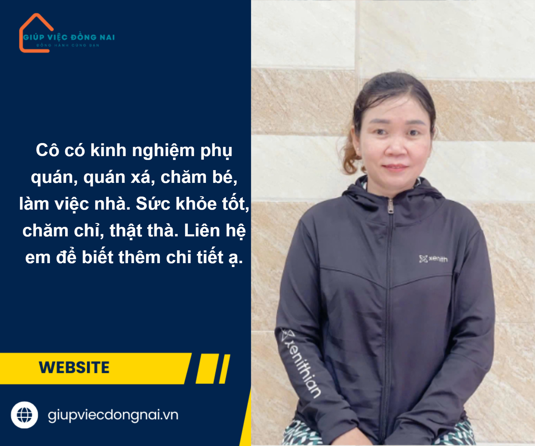 Chị THỊ QUYẾT, sinh năm 1981, quê Ninh Thuận người tìm việc