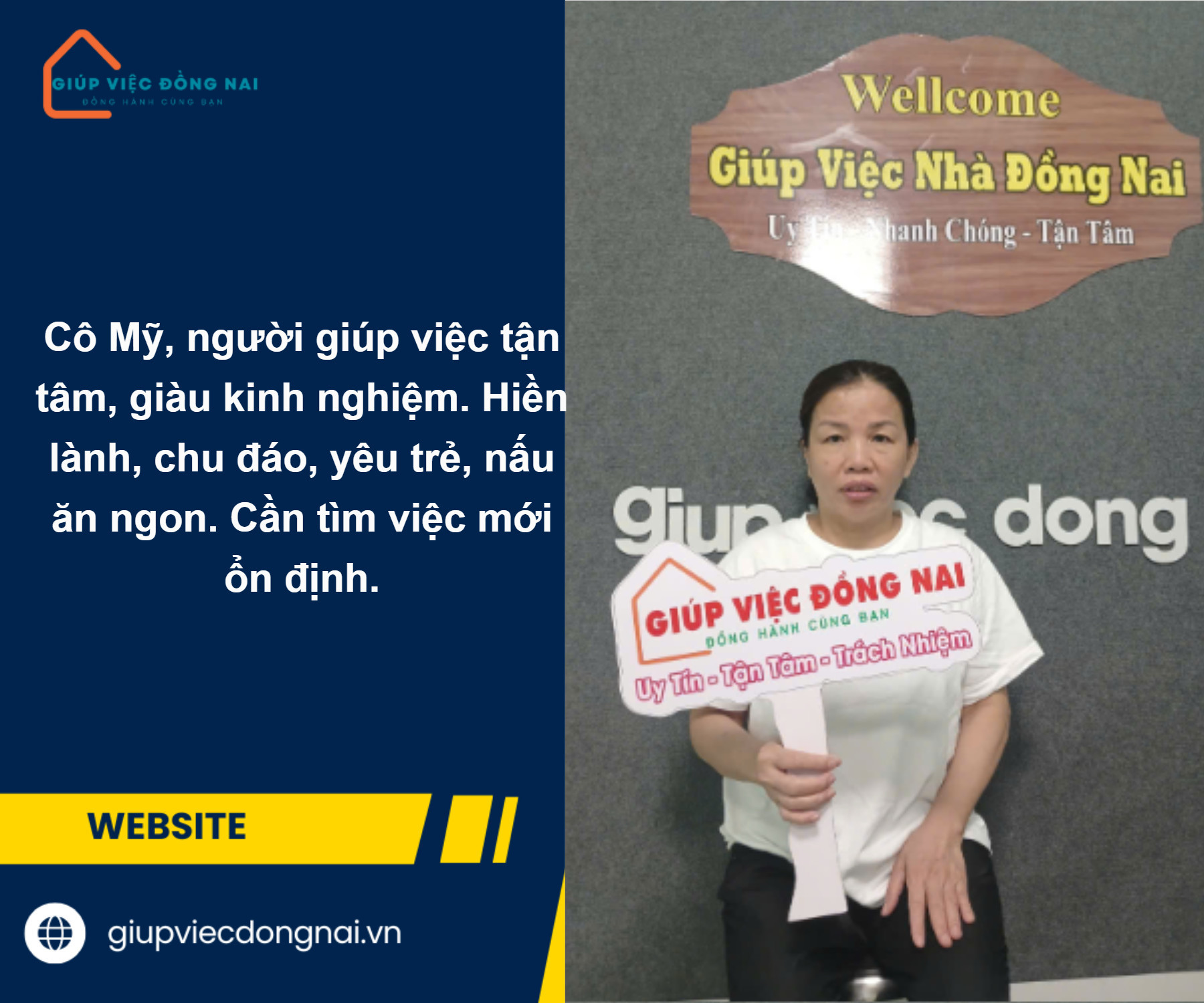 Chị Trần Thị Ái Mỹ, sinh năm 1969, quê Quảng Nam cần tìm việc