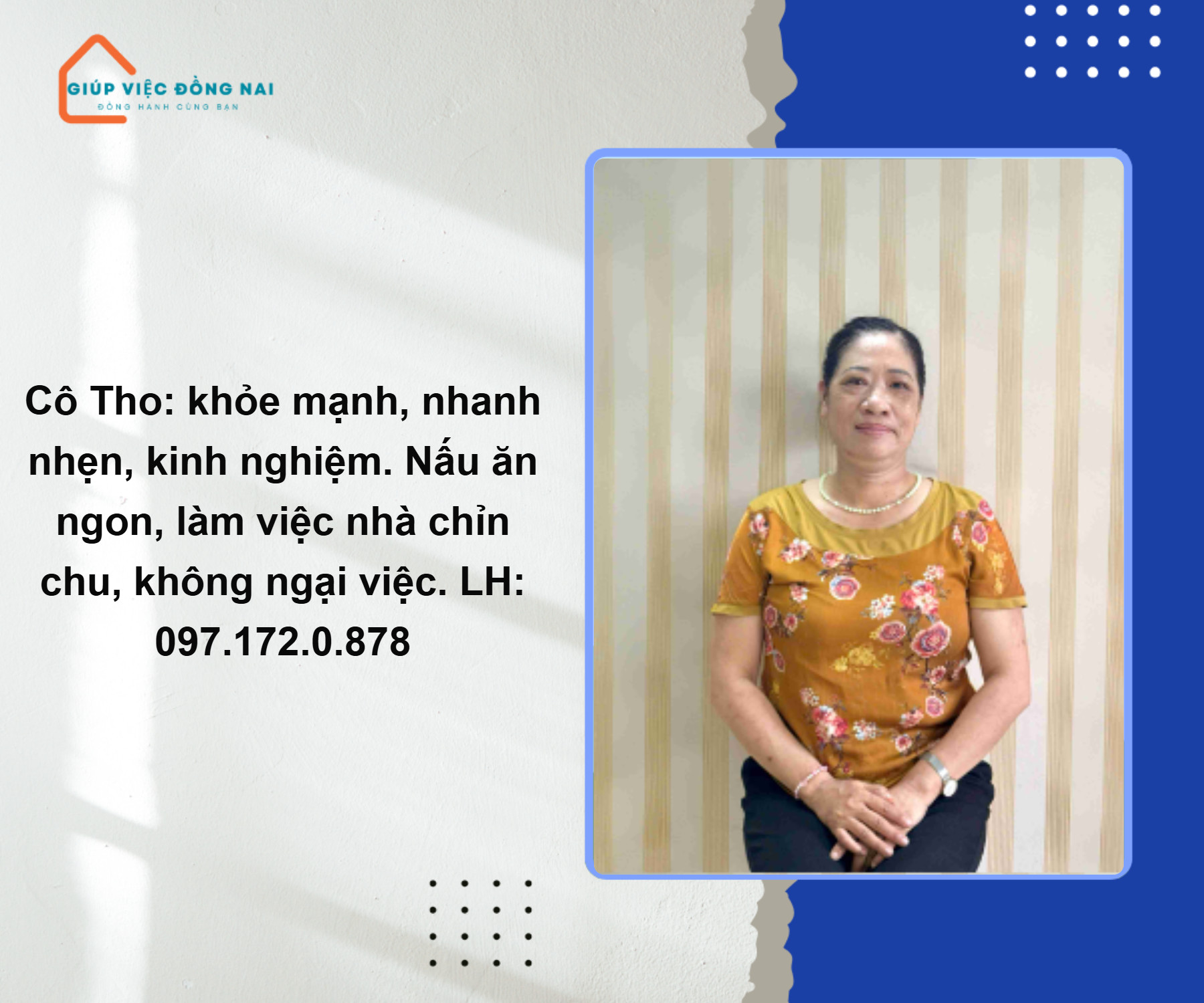 Chị NGUYỄN THỊ THO, sinh năm 1976, quê Nam Định cần tìm việc