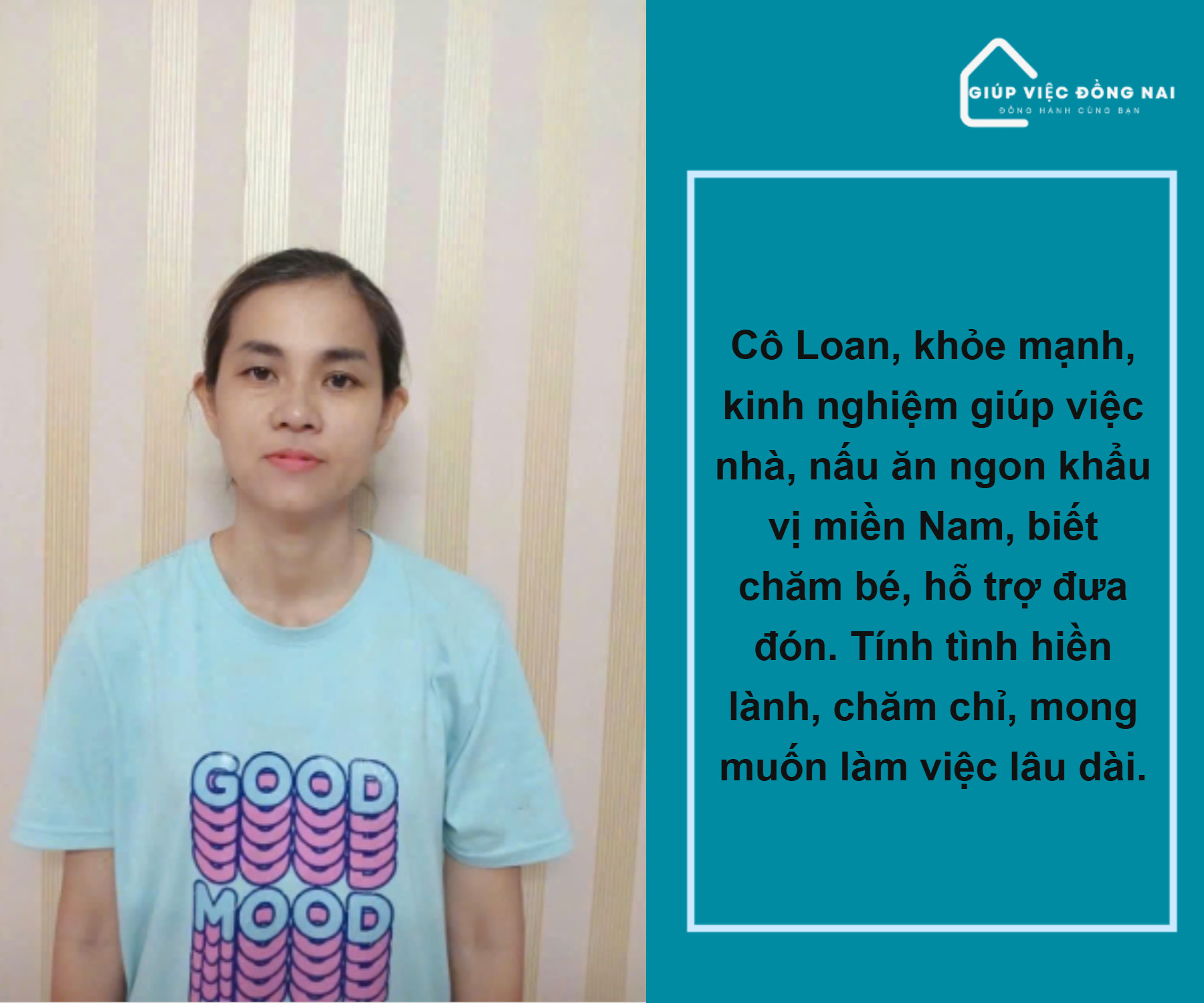 Chị PHÙNG HỒNG BÍCH LOAN, sinh năm 1980, quê Đồng Nai cần tìm việc