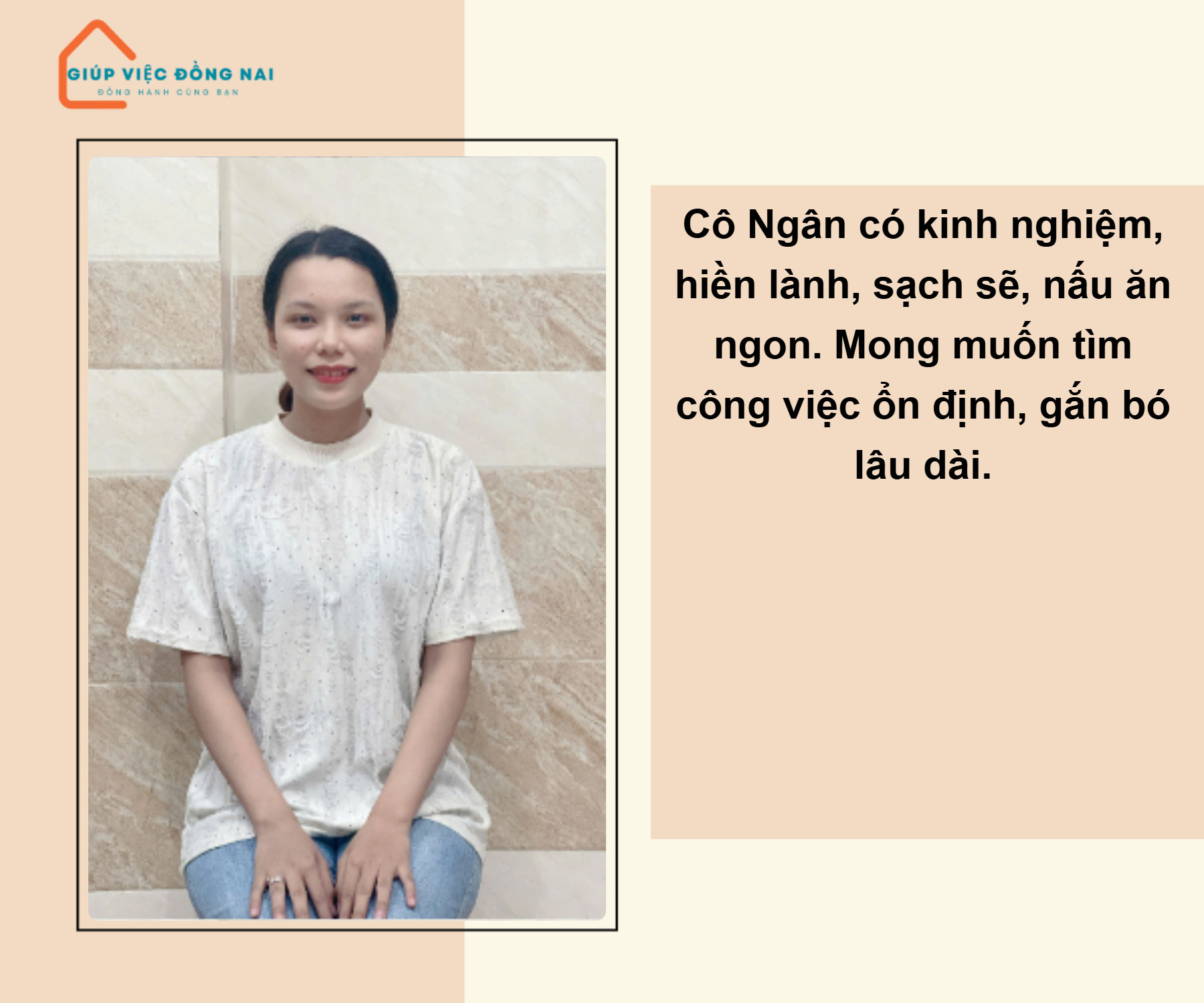 Chị TÔN THỊ NGÂN, sinh năm 2001, quê Trà Vinh cần tìm việc