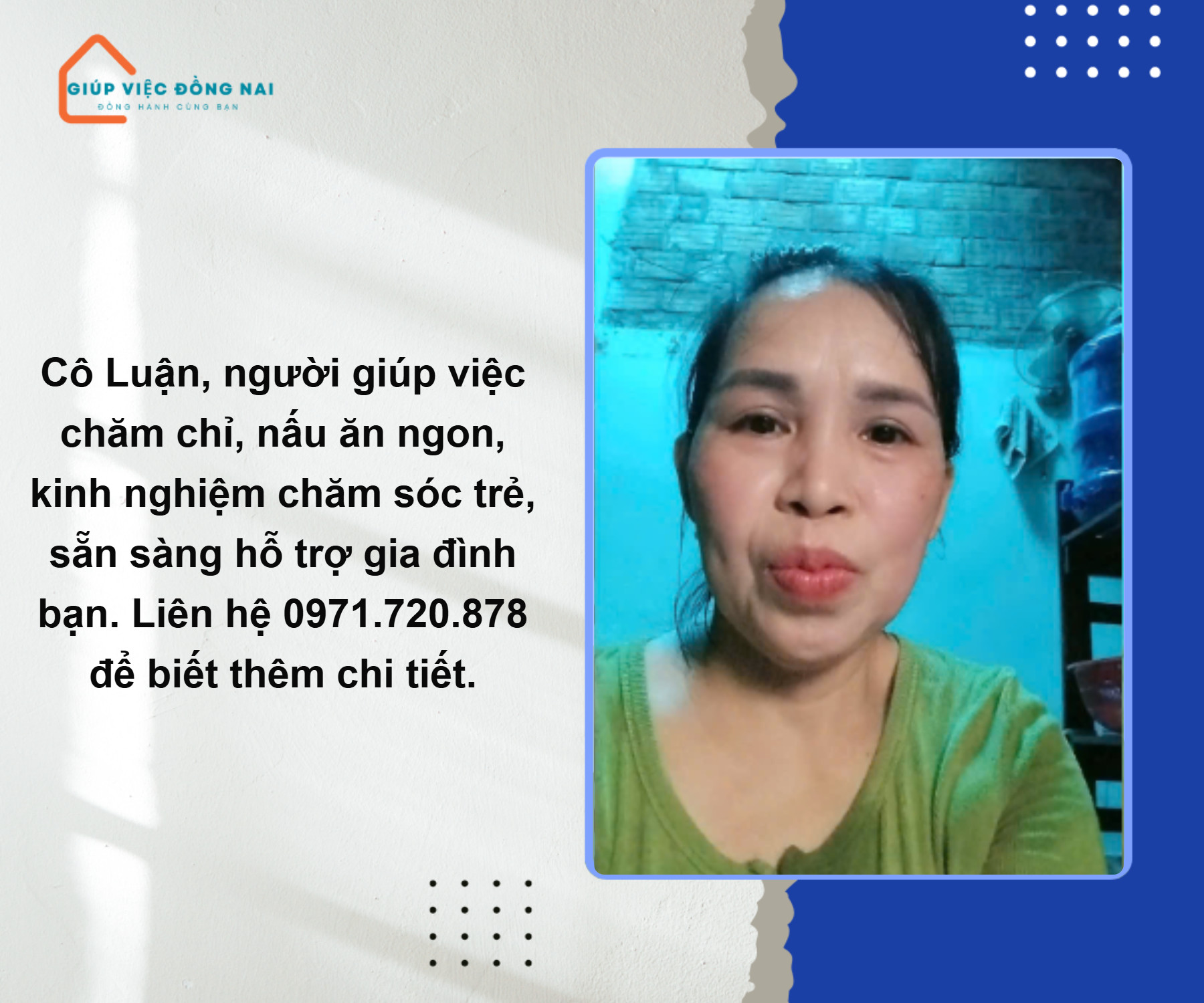 Chị TRẦN THỊ LUẬN, sinh năm 1976, quê Hà Tĩnh cần tìm việc