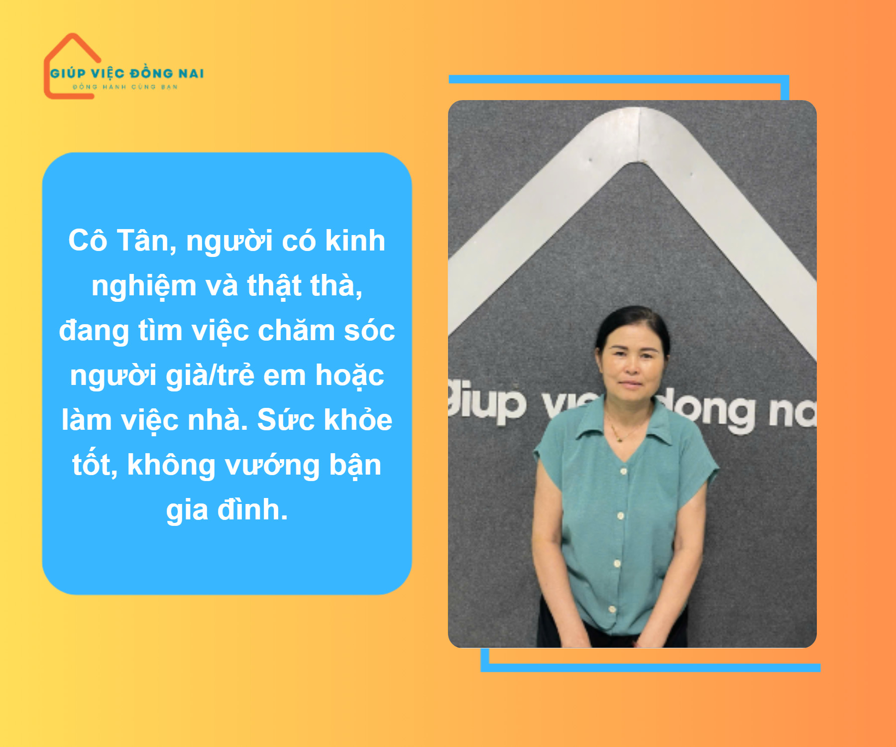 Chị PHẠM THỊ TÂN, sinh năm 1972, quê Hà Tĩnh cần tìm việc