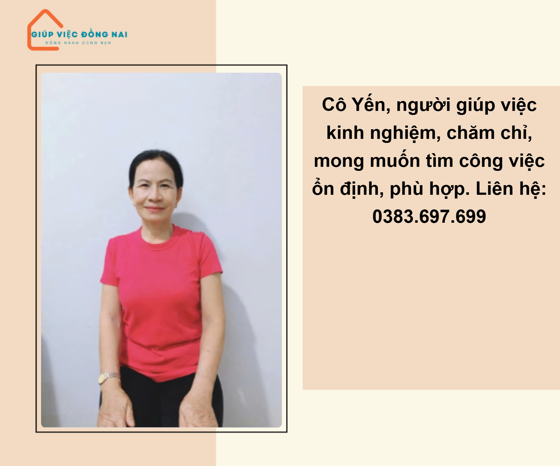 Cô Yến sinh năm 1986 cần tìm việc lâu dài ổn định