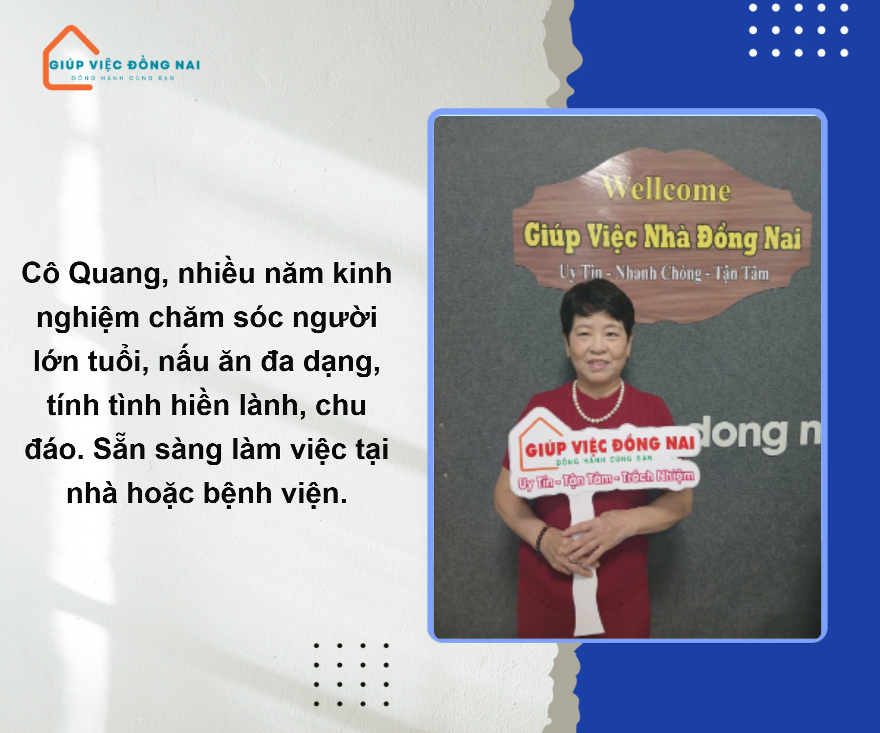 Chị PHẠM THỊ QUANG, sinh năm 1964, quê Nghệ An cần tìm việc